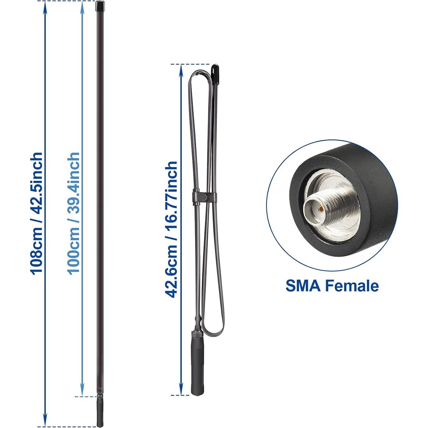 Antena Táctica Bingfu 108 cm VHF UHF 136-520MHz SMA Femenina