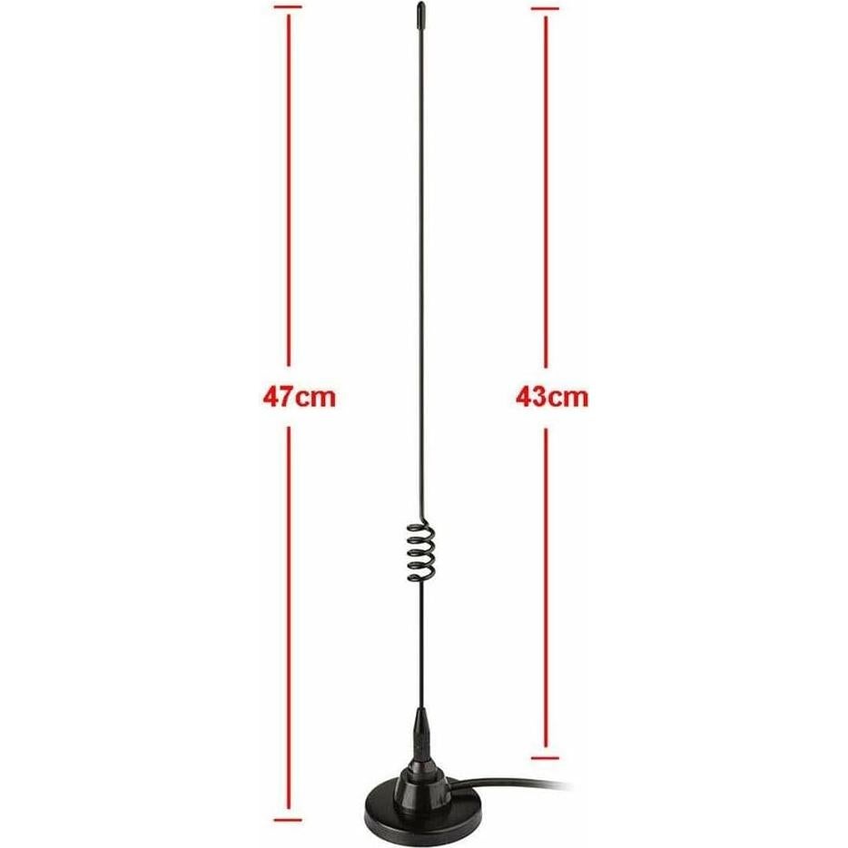 Antena de Radio Móvil TREADALT-TEC VHF UHF 47cm Base Magnética