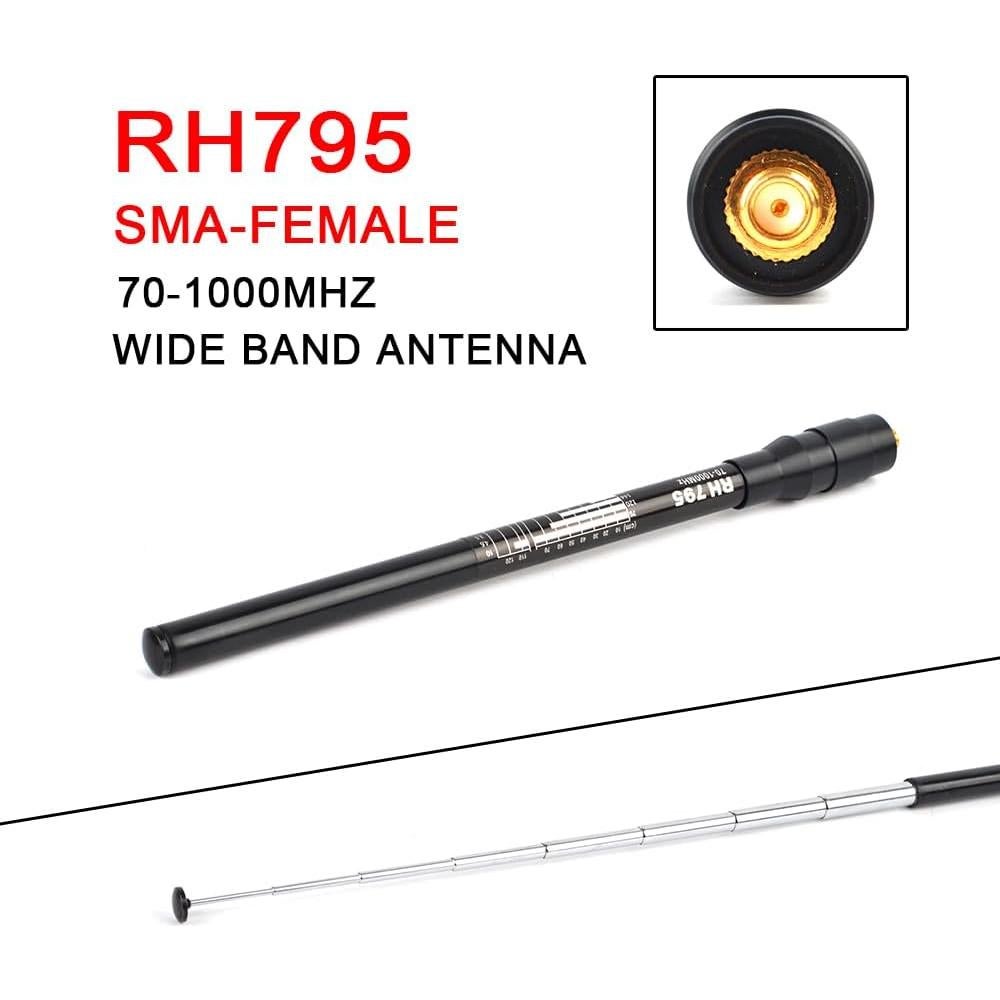 Antena Telescópica 70-1000MHz SMA-F para Radio de Dos Vías
