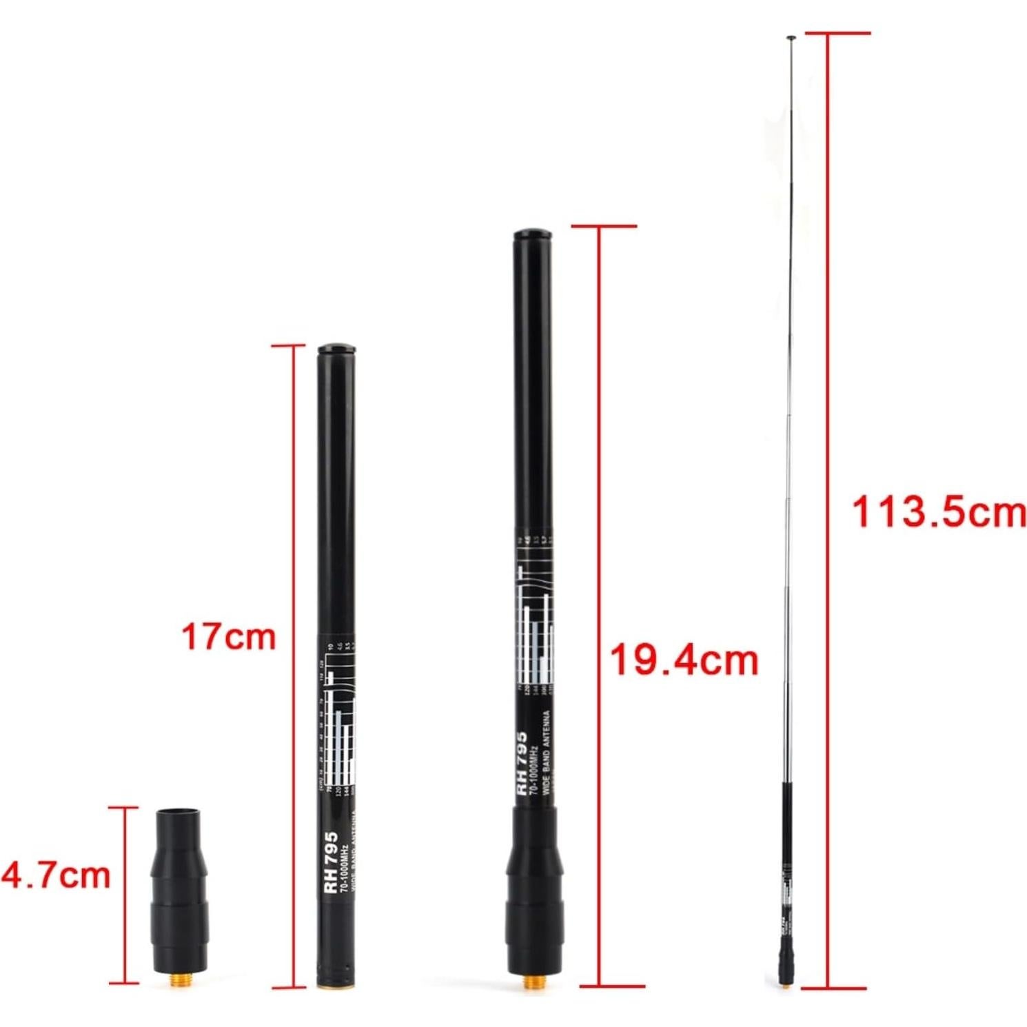 Antena Telescópica 70-1000MHz SMA-F para Radio de Dos Vías