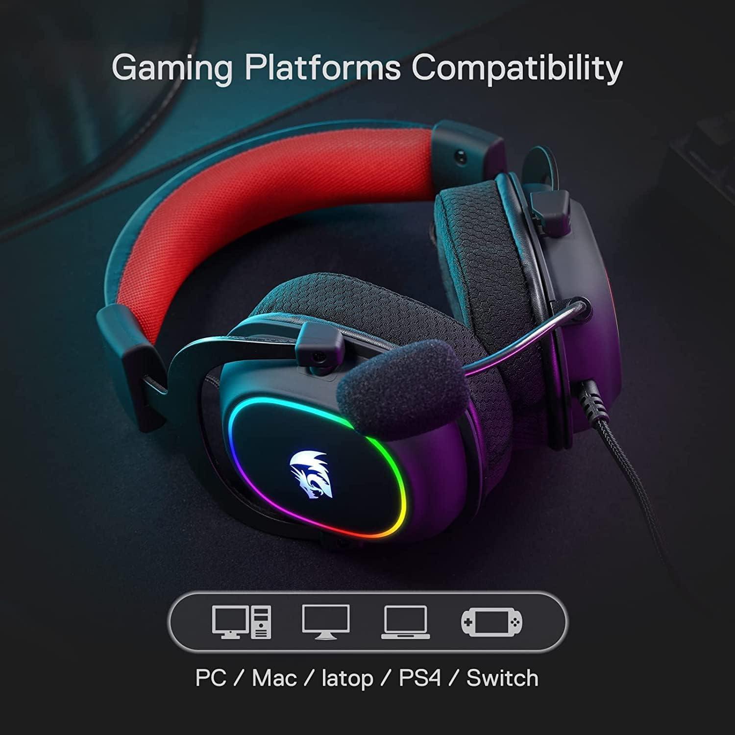 H510 Zeus-X RGB Wired Gaming Headset - 7.1 Surround Sound - 53MM Audio Drivers in Memory Foam Ear Pads w/Reliable Fabric Cover- Multi Platforms Headphone - USB Powered for PC/PS4/NS
