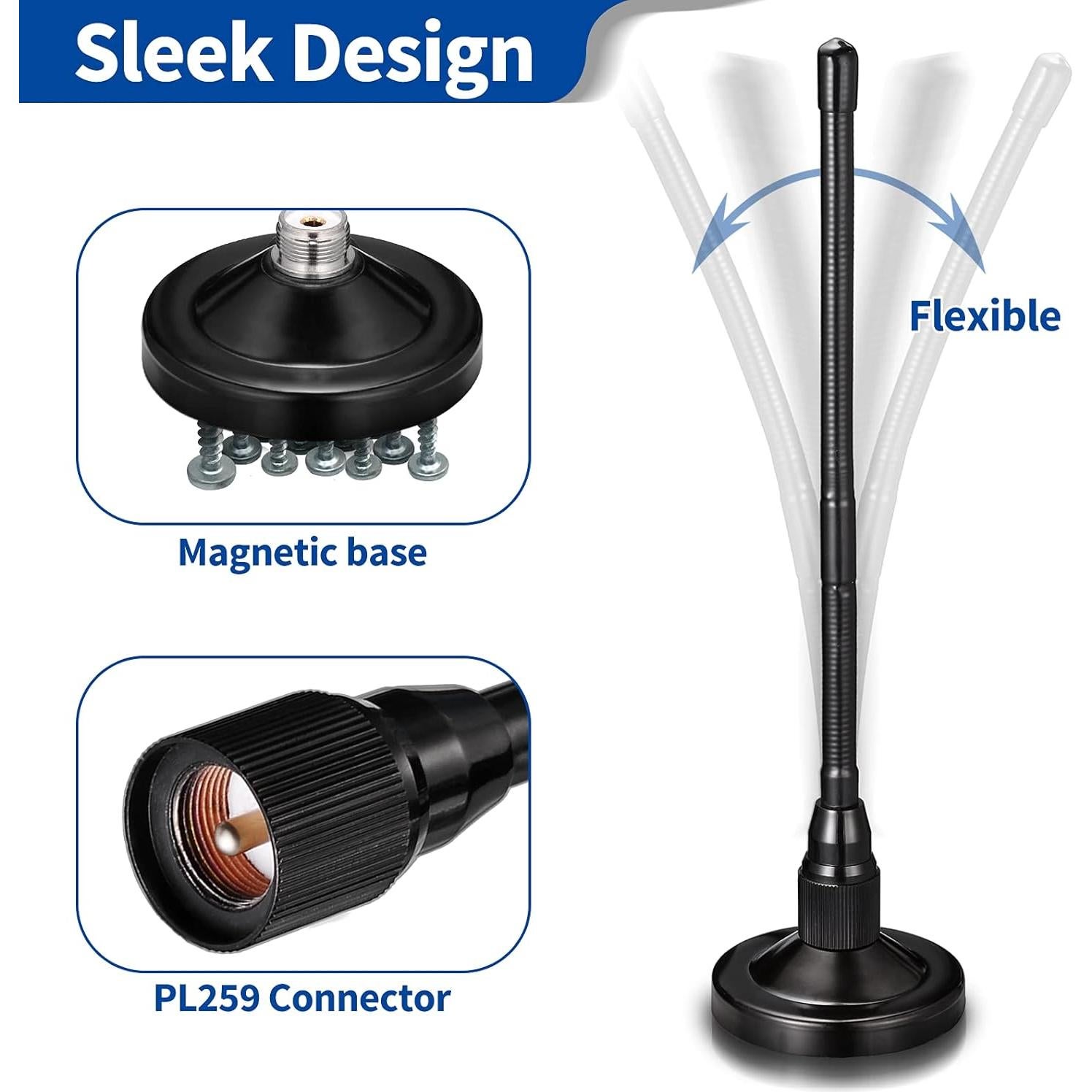 Antena de Radio CB Bingfu 27MHz Base Magnética 3m RG58
