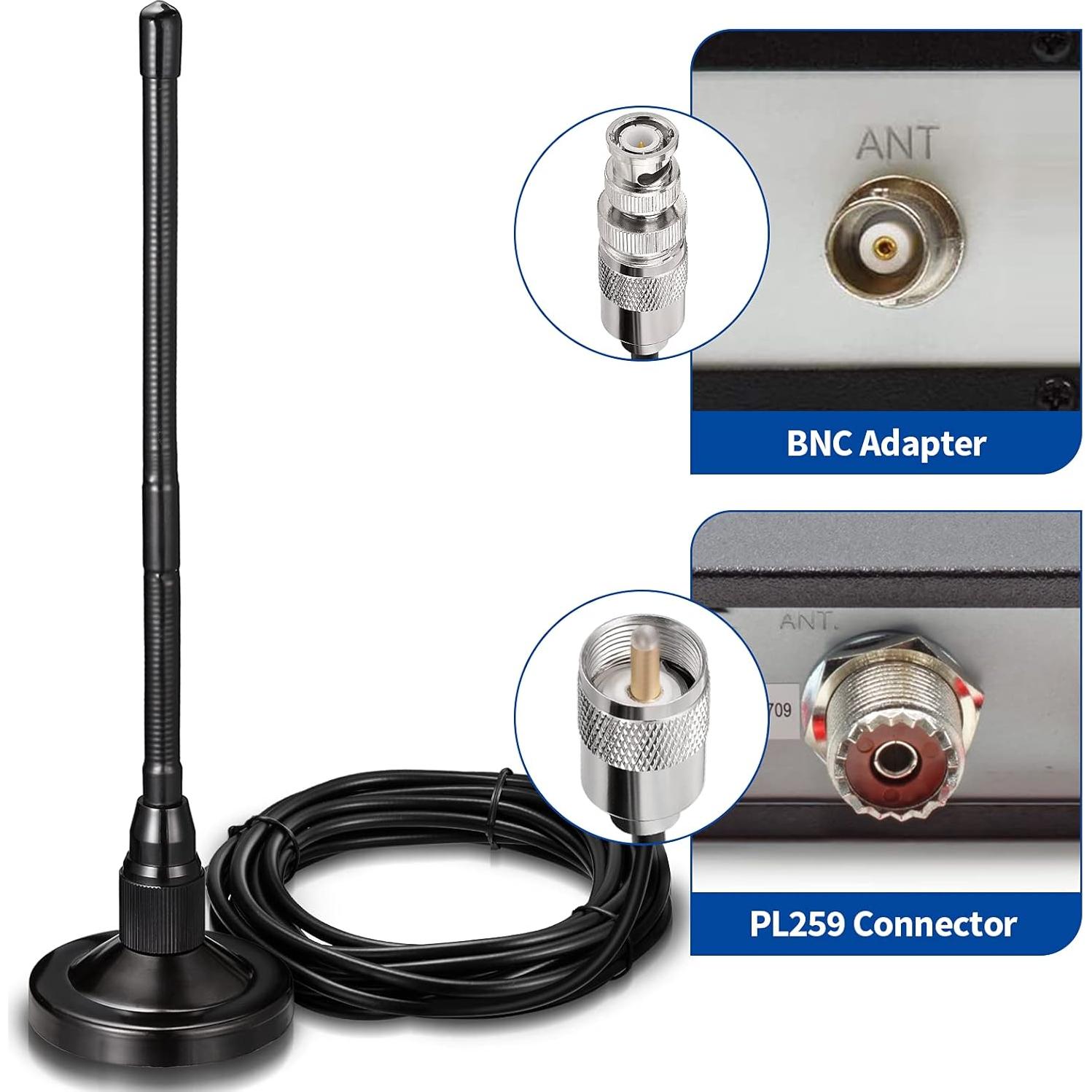Antena de Radio CB Bingfu 27MHz Base Magnética 3m RG58