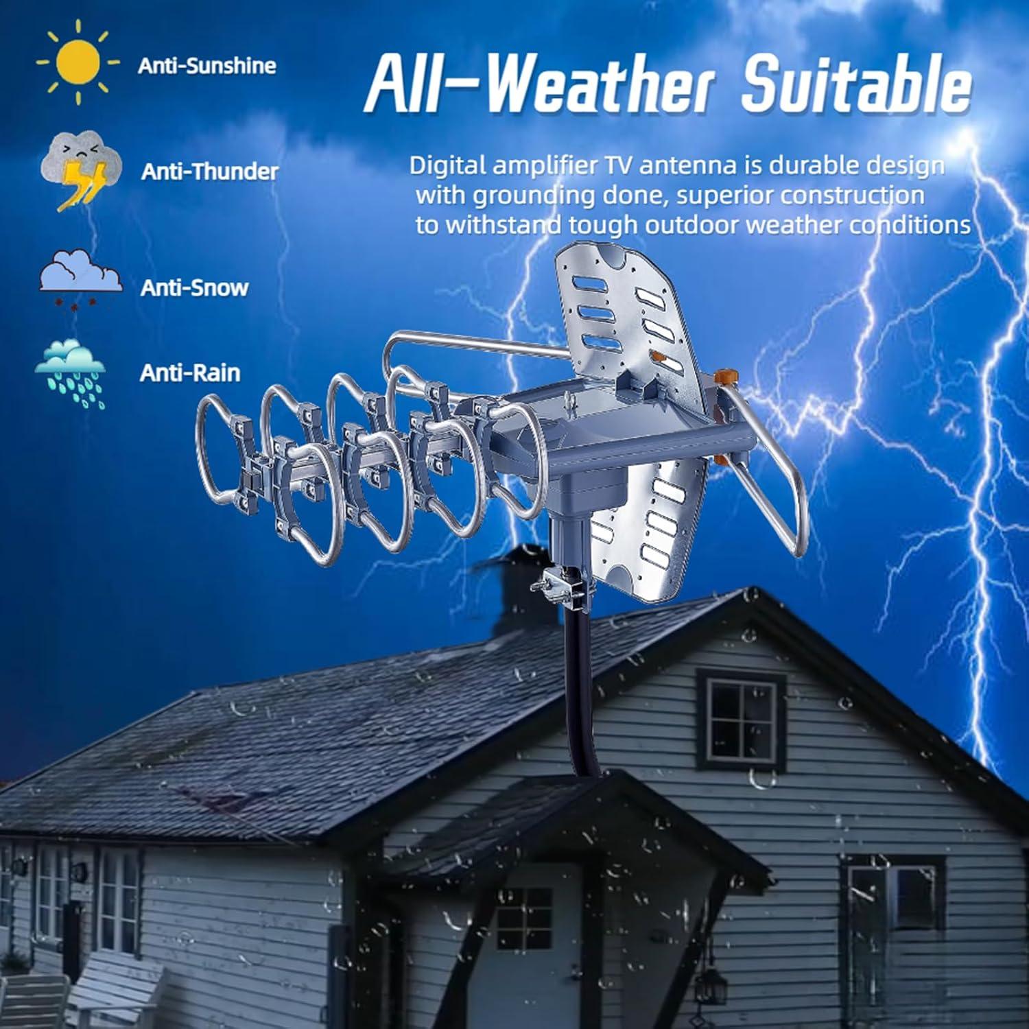 Antena de TV Exterior Amplificada Genérico BG2608 4K 1080P