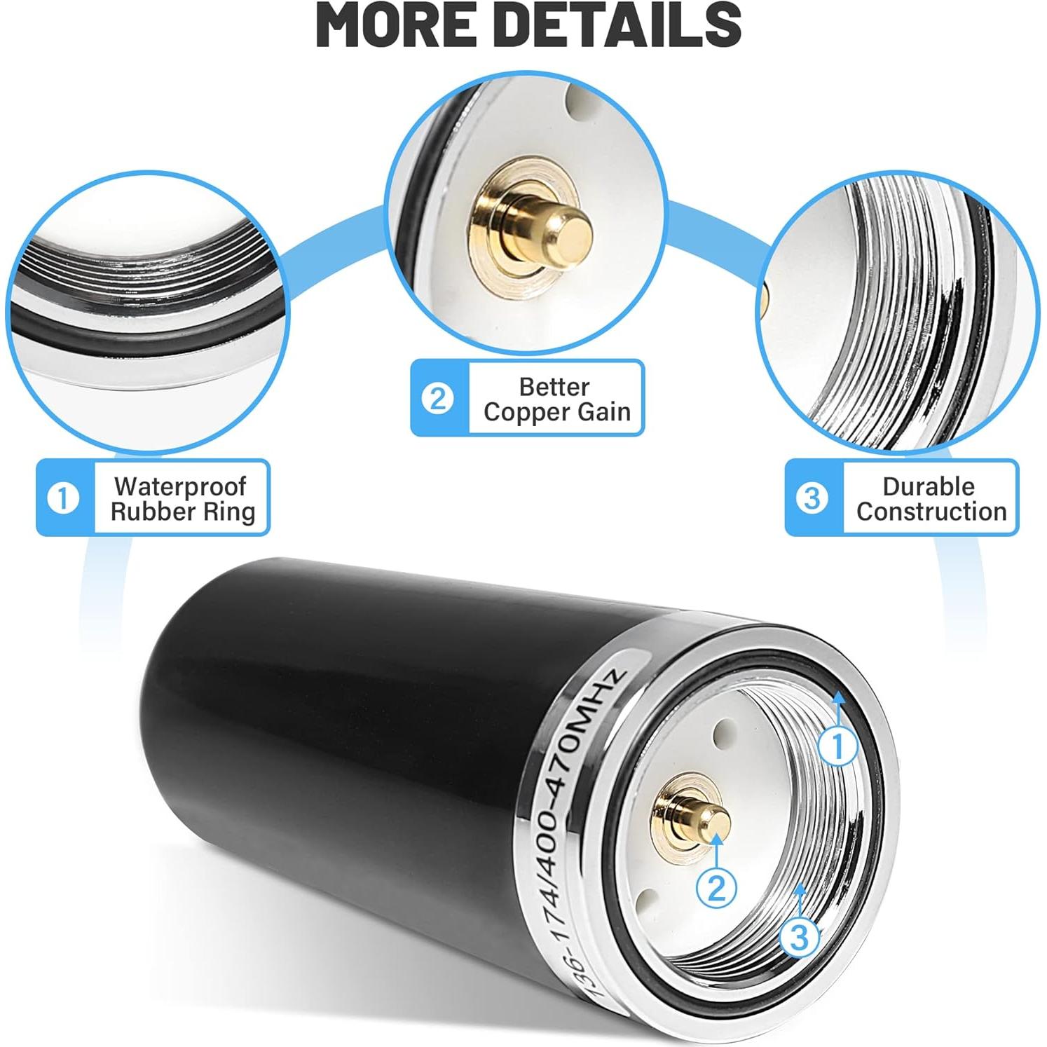 Antena Anina NMO Doble Banda VHF UHF 136-470MHz 8.89cm