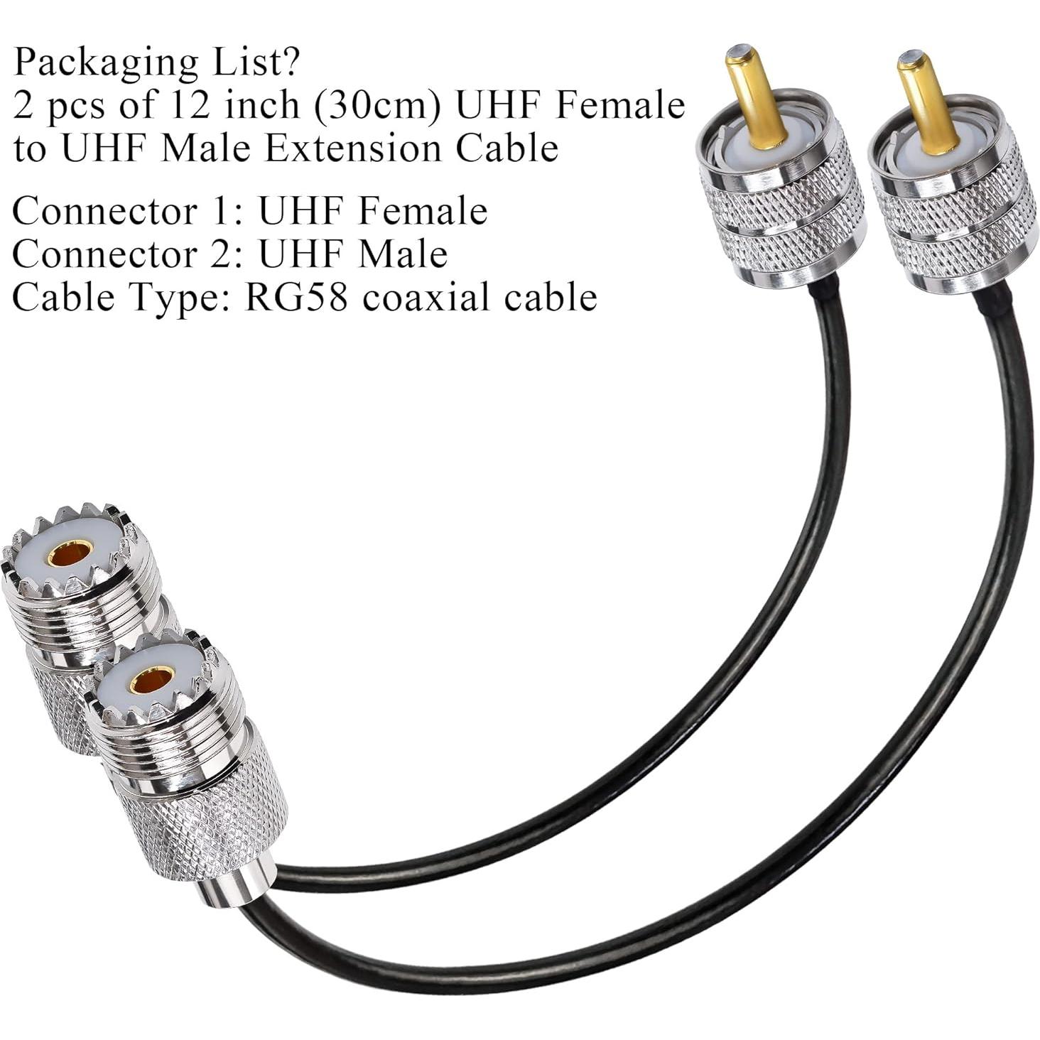 Cable Coaxial UHF RG58 Tuolnk 50cm Macho a Hembra 2PCS