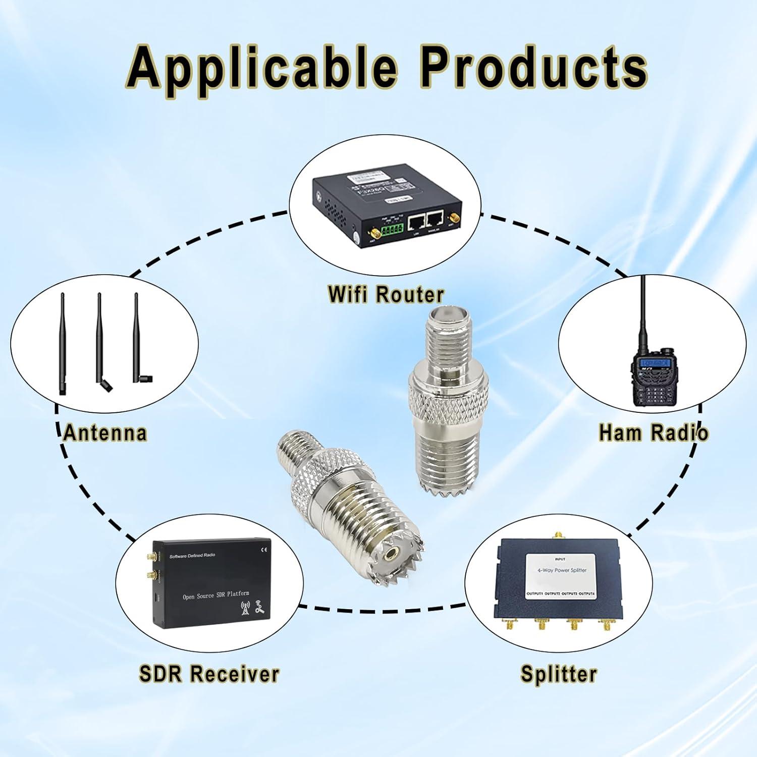 Adaptador Coaxial Mini UHF SO239 a SMA 2PCS Ahoaepy