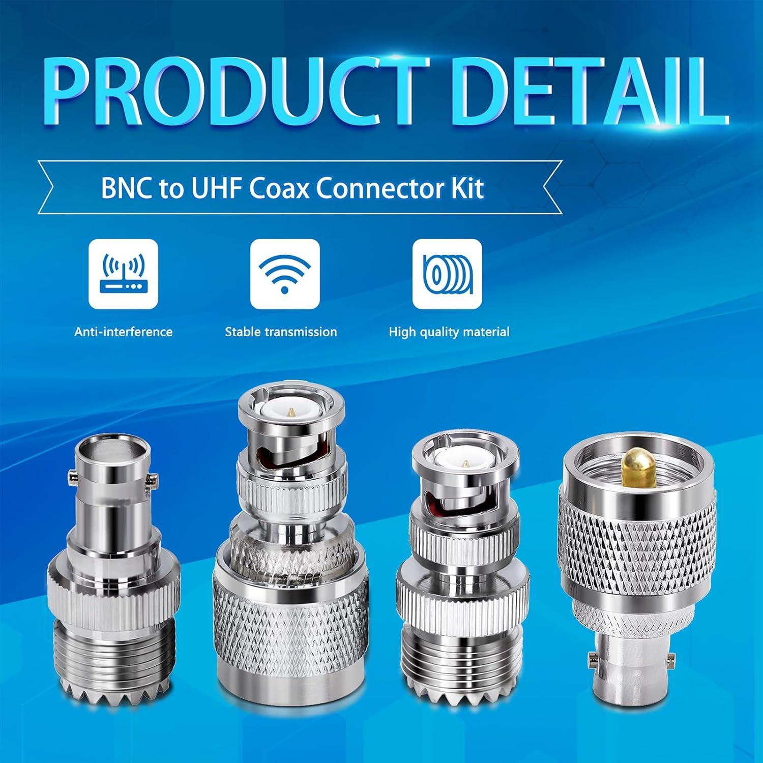 Kit de Adaptadores Coaxiales UHF a BNC TUOLNK 4pcs