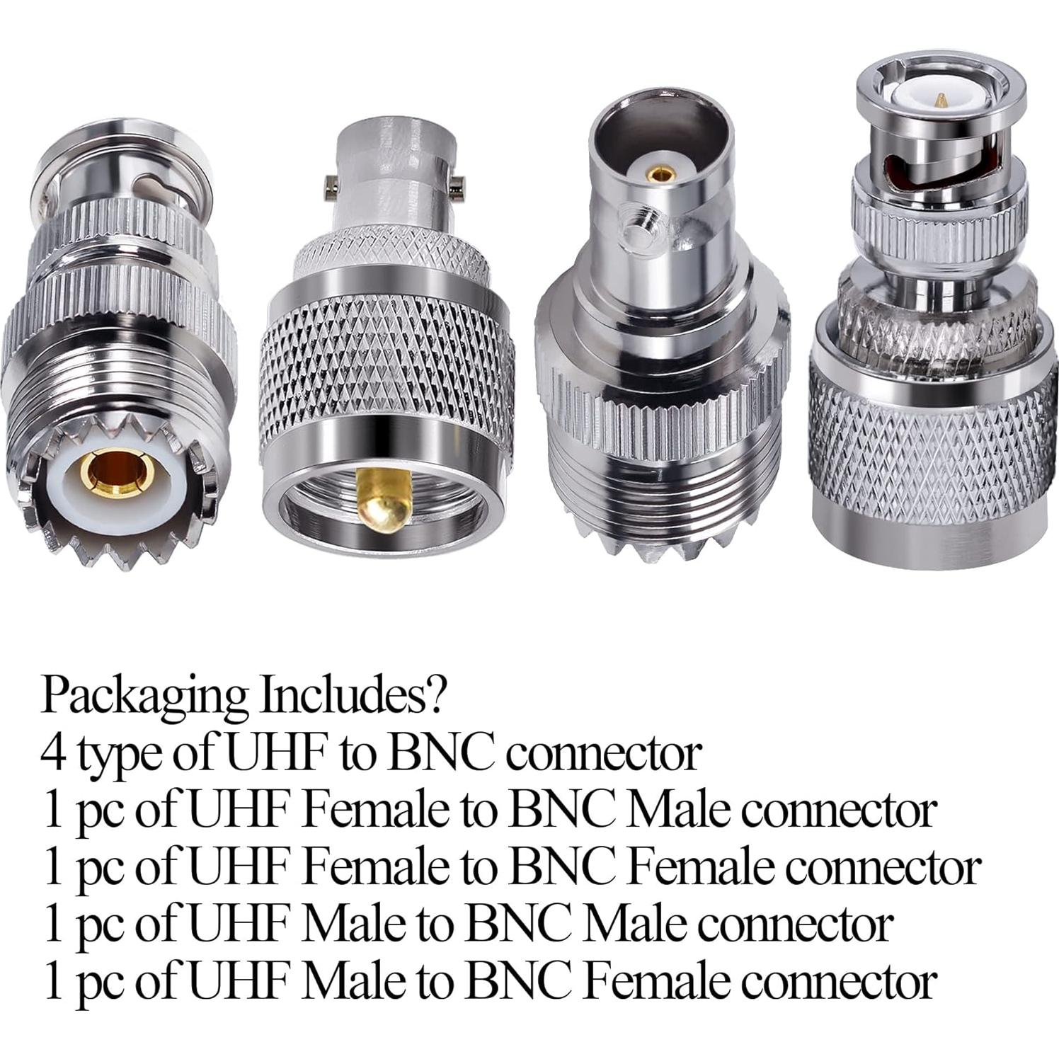 Kit de Adaptadores Coaxiales UHF a BNC TUOLNK 4pcs