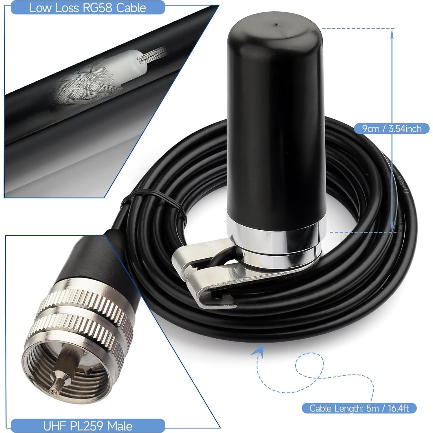 Antena de Radio Móvil Bingfu Doble Banda VHF UHF 136-470MHz