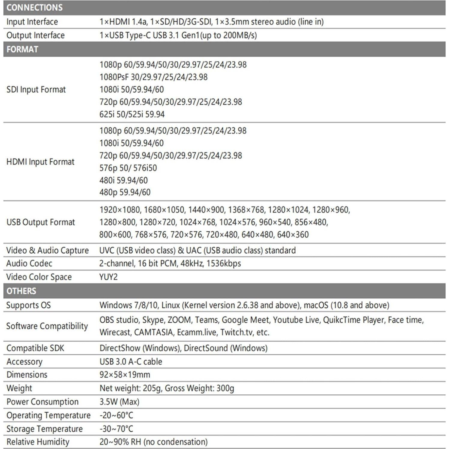 AVMATRIX UC2018 Captura Video SDI&HDMI a USB 3.0 1080P