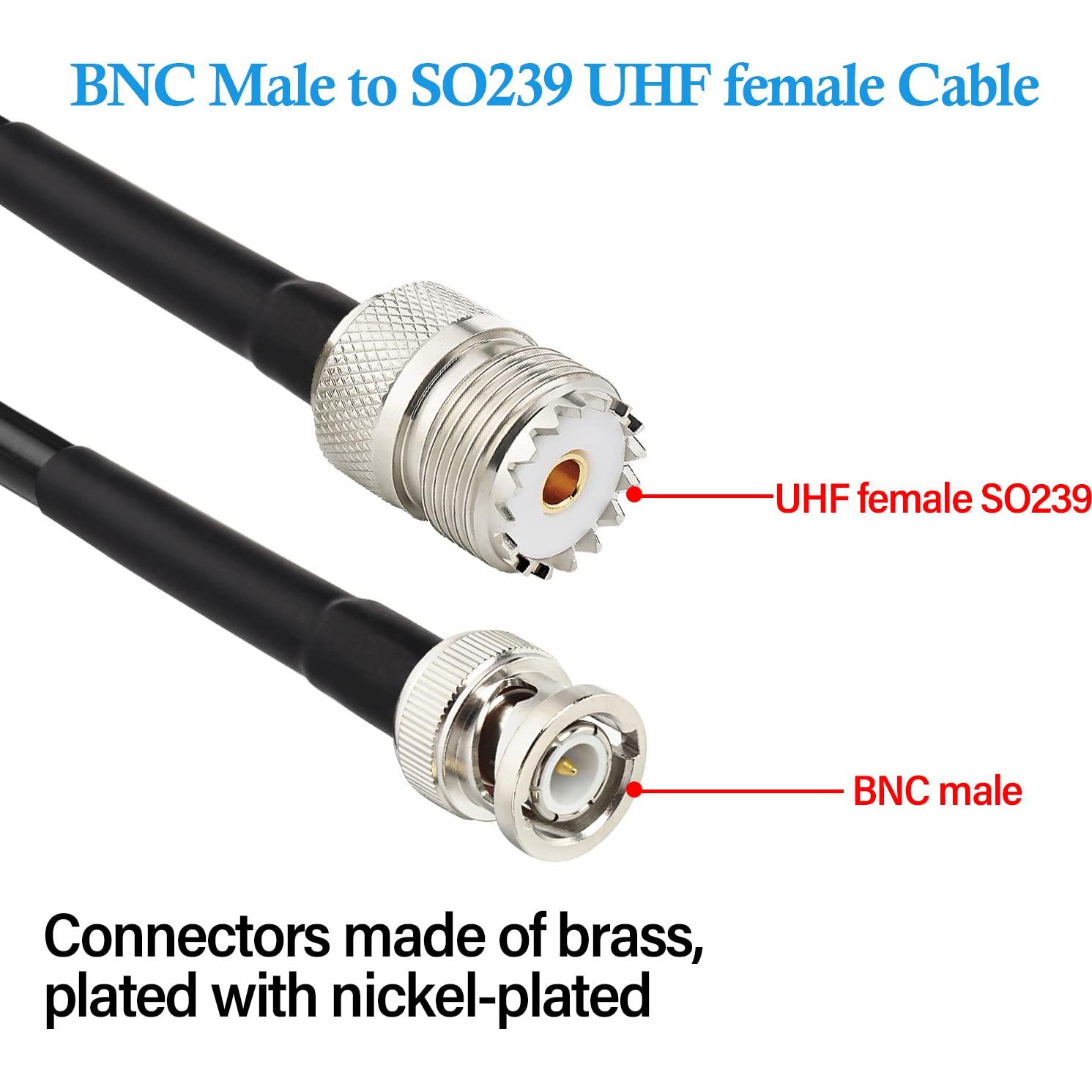 Cable Coaxial RG58 1.83m SO239 Hembra a BNC Macho XRDS-RF