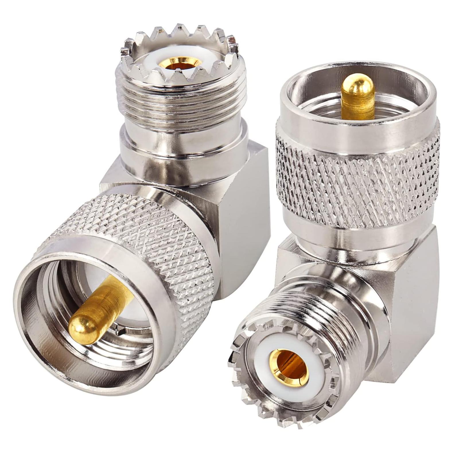 Adaptador de ángulo recto PL259 macho a UHF hembra - 2 unidades