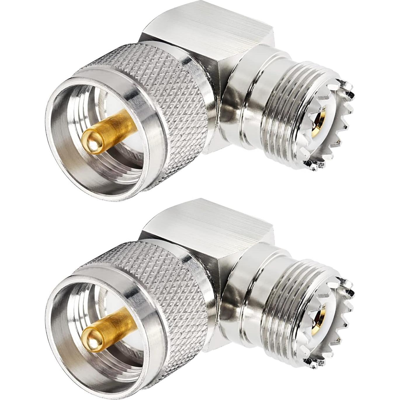 Adaptador de ángulo recto PL259 macho a UHF hembra - 2 unidades
