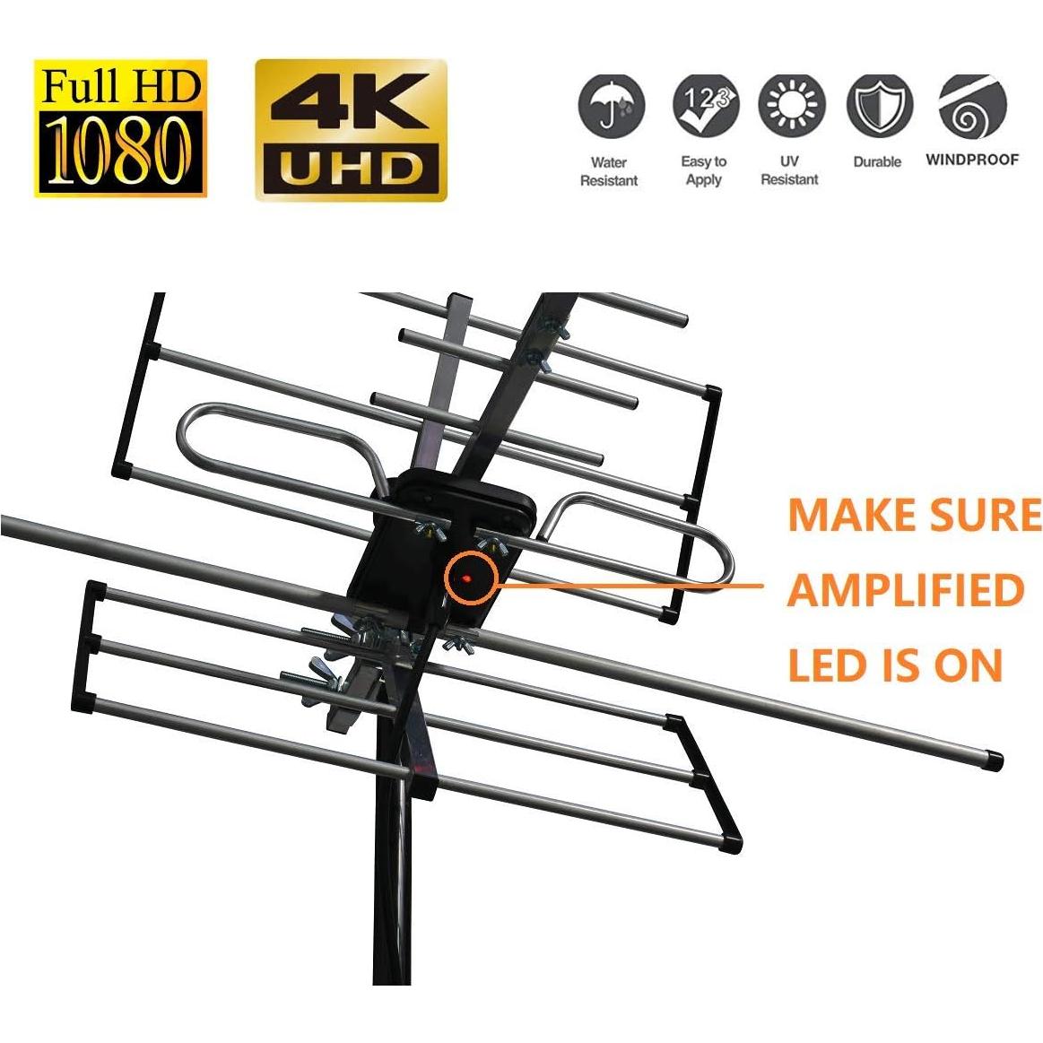 Antena HDTV Exterior McDuory DA-210 Amplificada 193 km