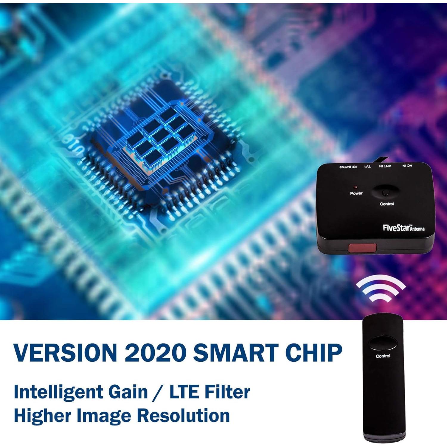 Antena HDTV Amplificada Exterior Five Star 200 Millas 4K 1080P