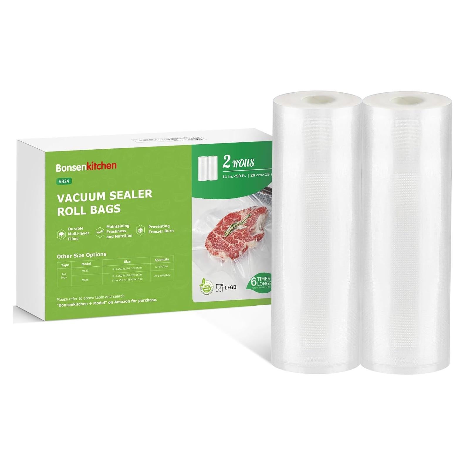 Bolsas de Sellado al Vacío Bonsenkitchen 2 Rollos 28x15m