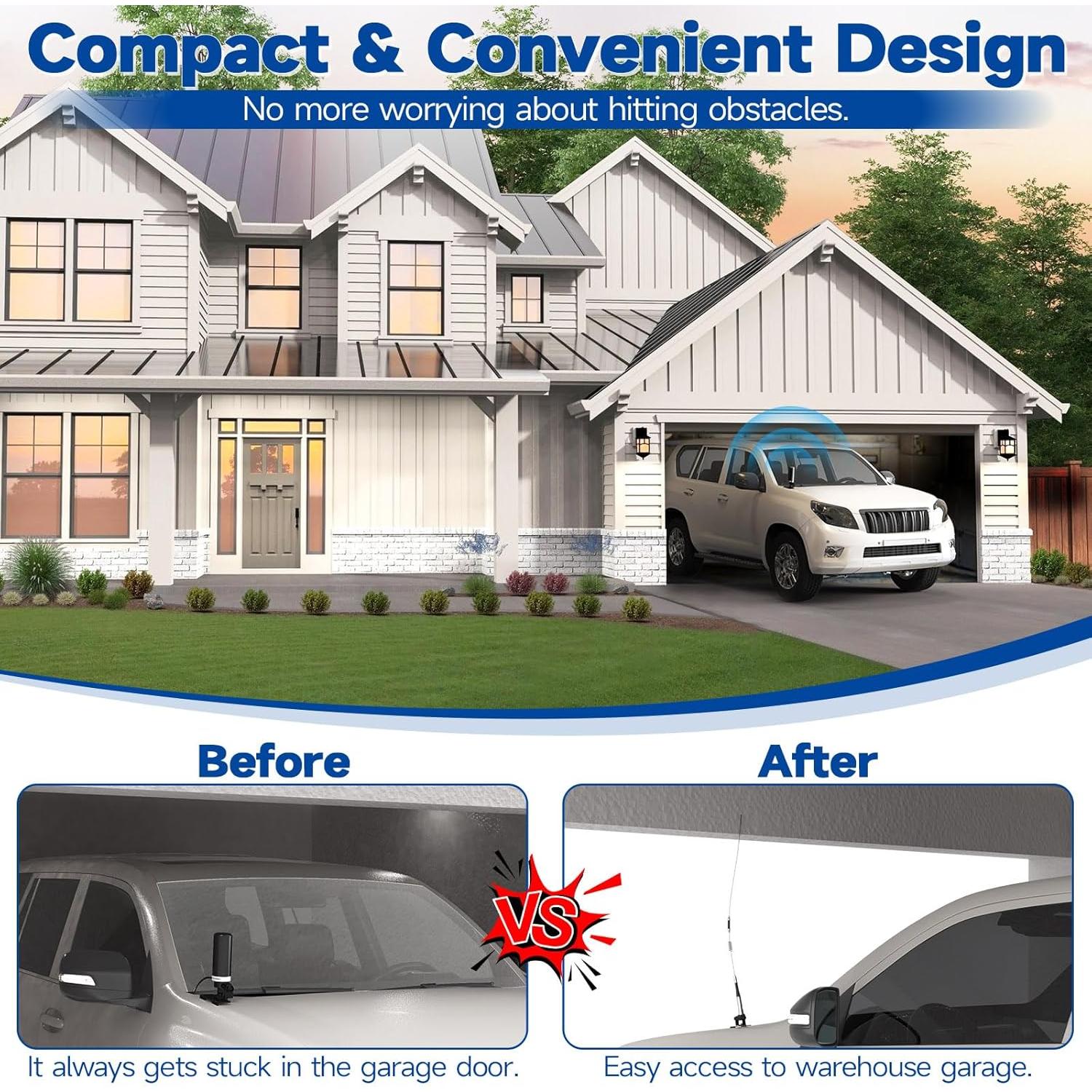 Antena de Radio Móvil Bingfu VHF UHF 136-470MHz 5m con Soporte