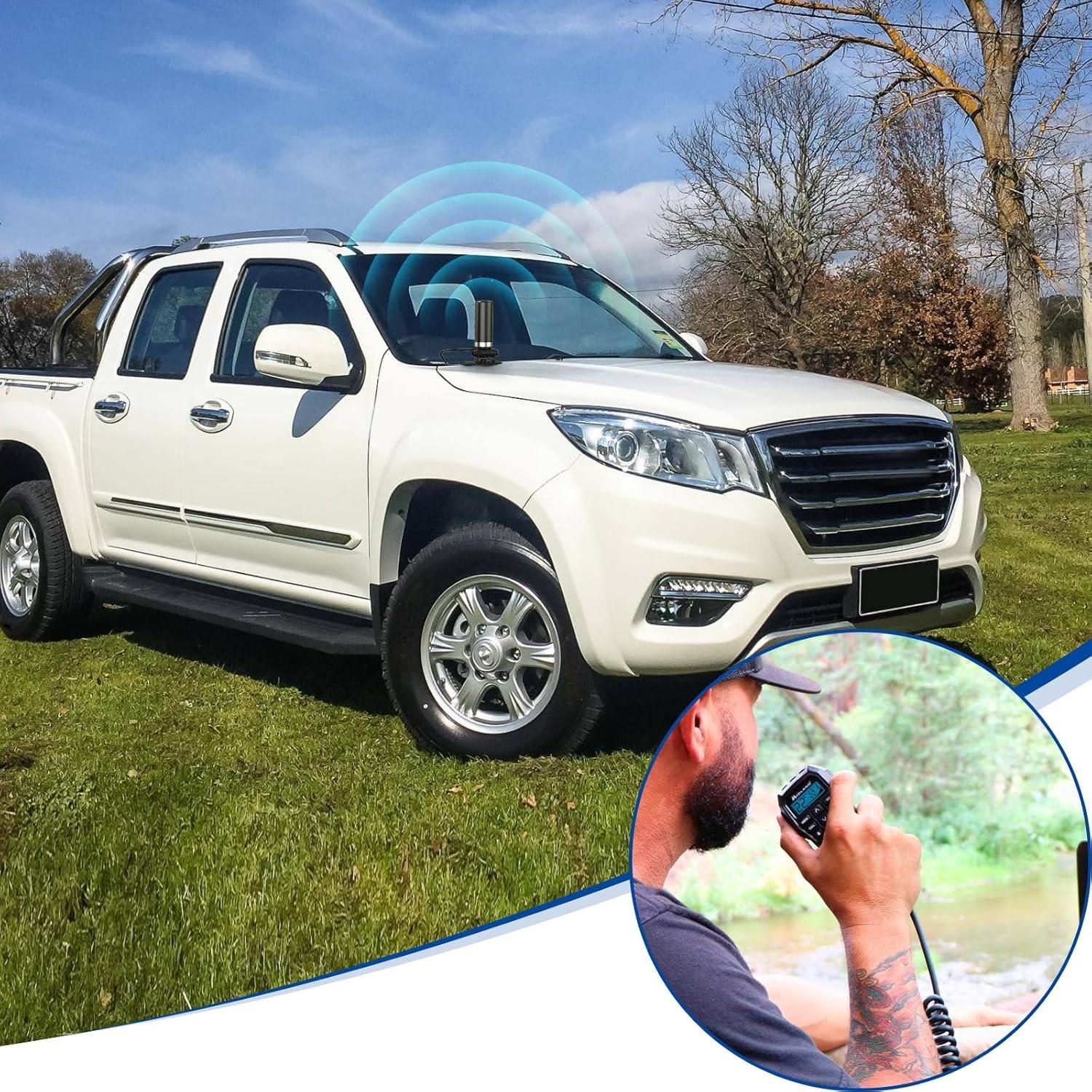 Antena de Radio Móvil Bingfu VHF UHF 136-470MHz 5m con Soporte