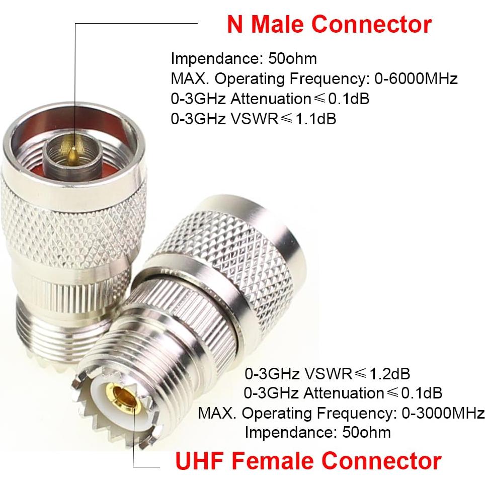 Adaptador Coaxial N Macho a UHF Hembra 3 Pcs Exgoofit