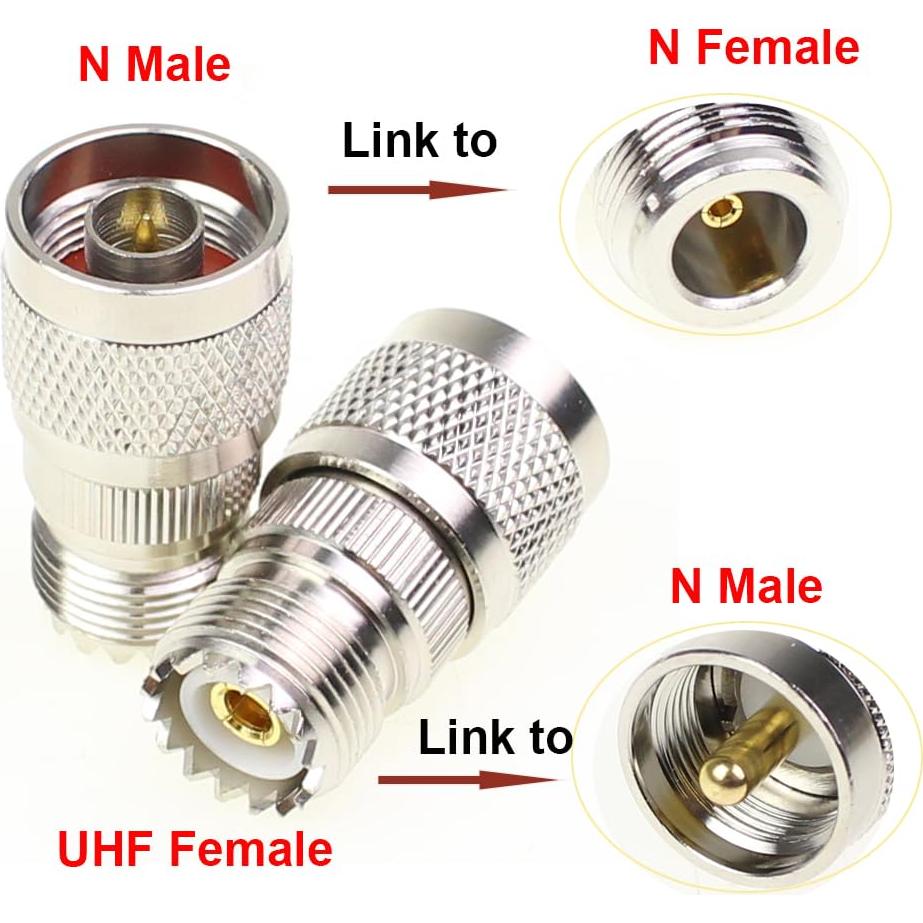 Adaptador Coaxial N Macho a UHF Hembra 3 Pcs Exgoofit