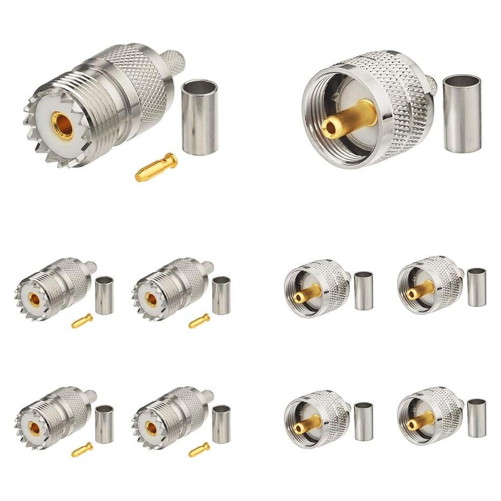 Kit de Conectores Crimp PL259 y SO239 Superbat - 10 Piezas
