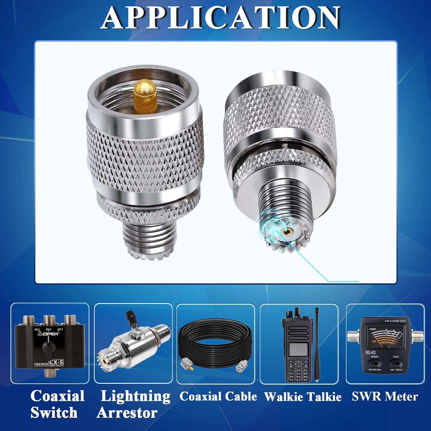 Conector Coaxial Mini UHF Hembra a PL259 Macho TUOLNK - 2 Piezas