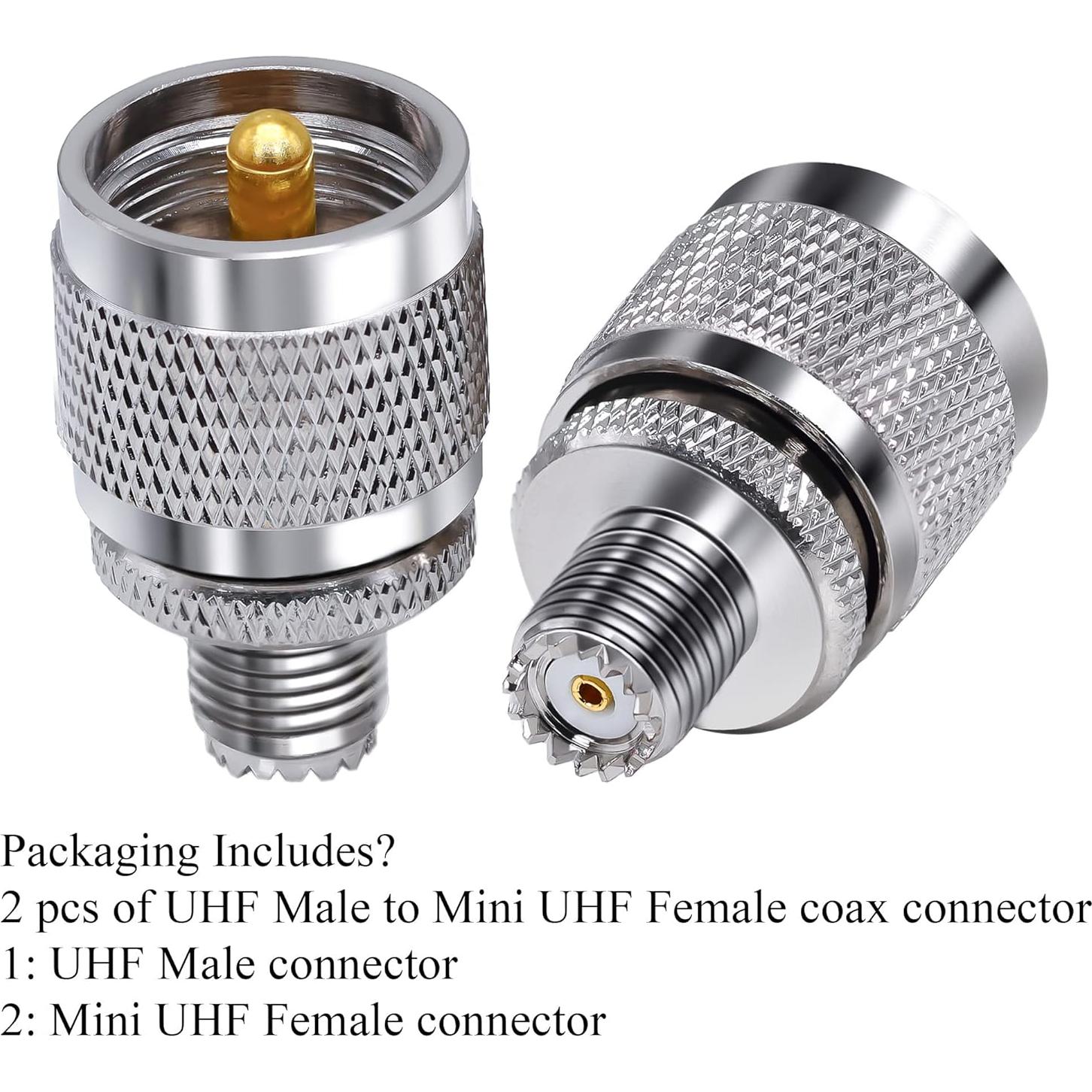 Conector Coaxial Mini UHF Hembra a PL259 Macho TUOLNK - 2 Piezas