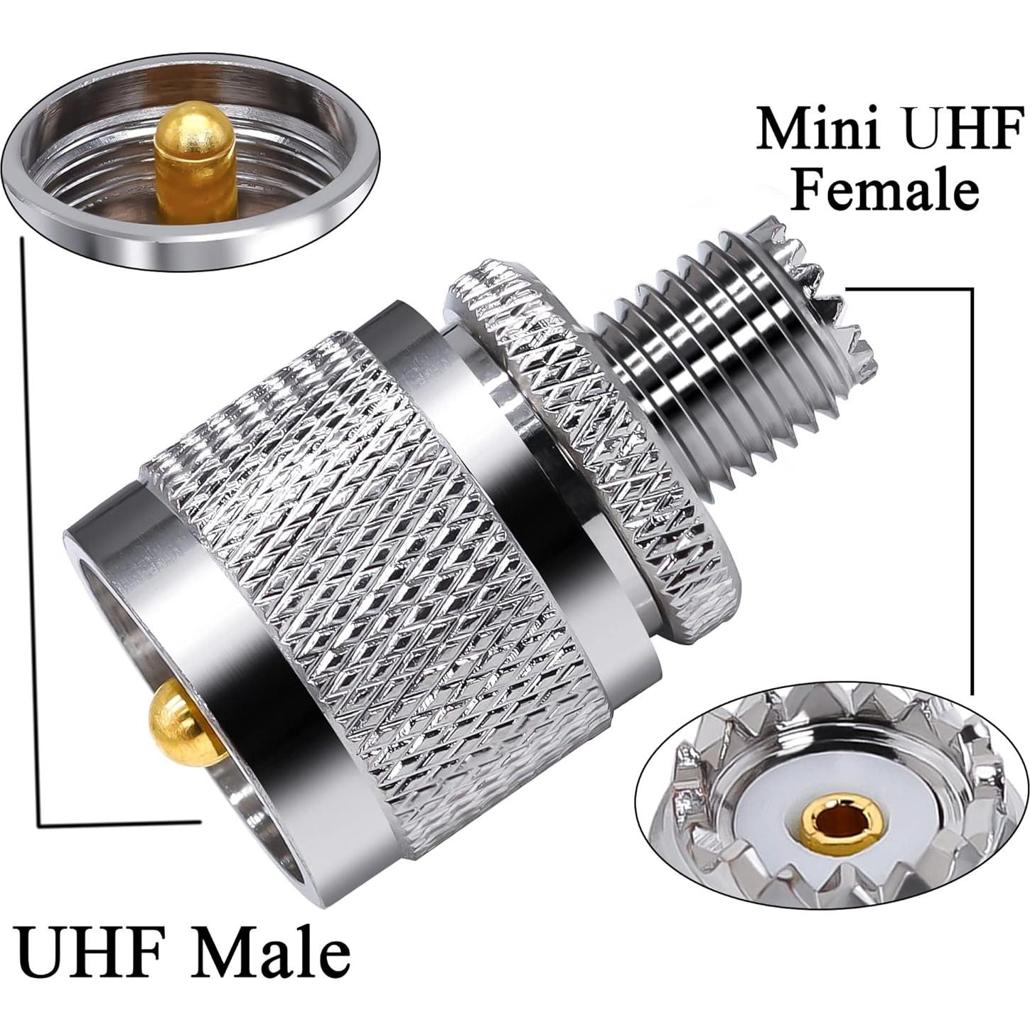 Conector Coaxial Mini UHF Hembra a PL259 Macho TUOLNK - 2 Piezas