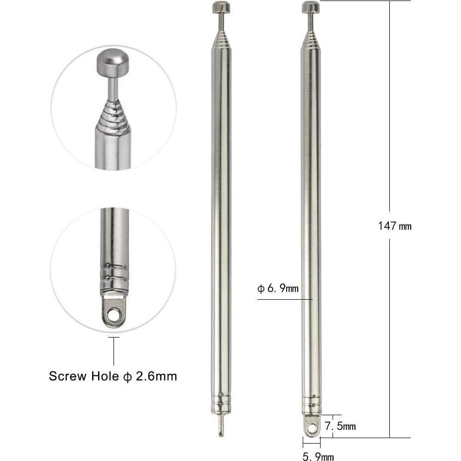 Antena Telescópica Bingfu 74cm AM FM Reemplazo Paquete de 2