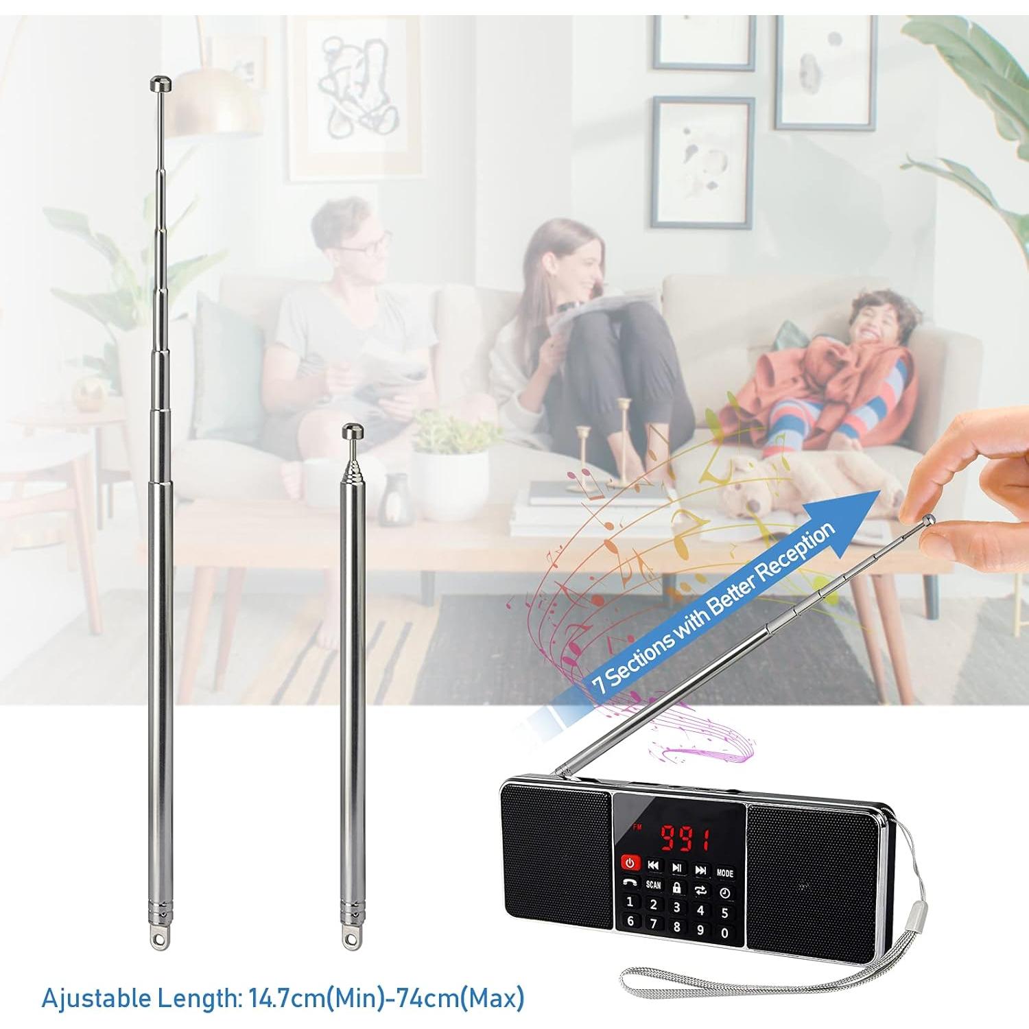 Antena Telescópica Bingfu 74cm AM FM Reemplazo Paquete de 2