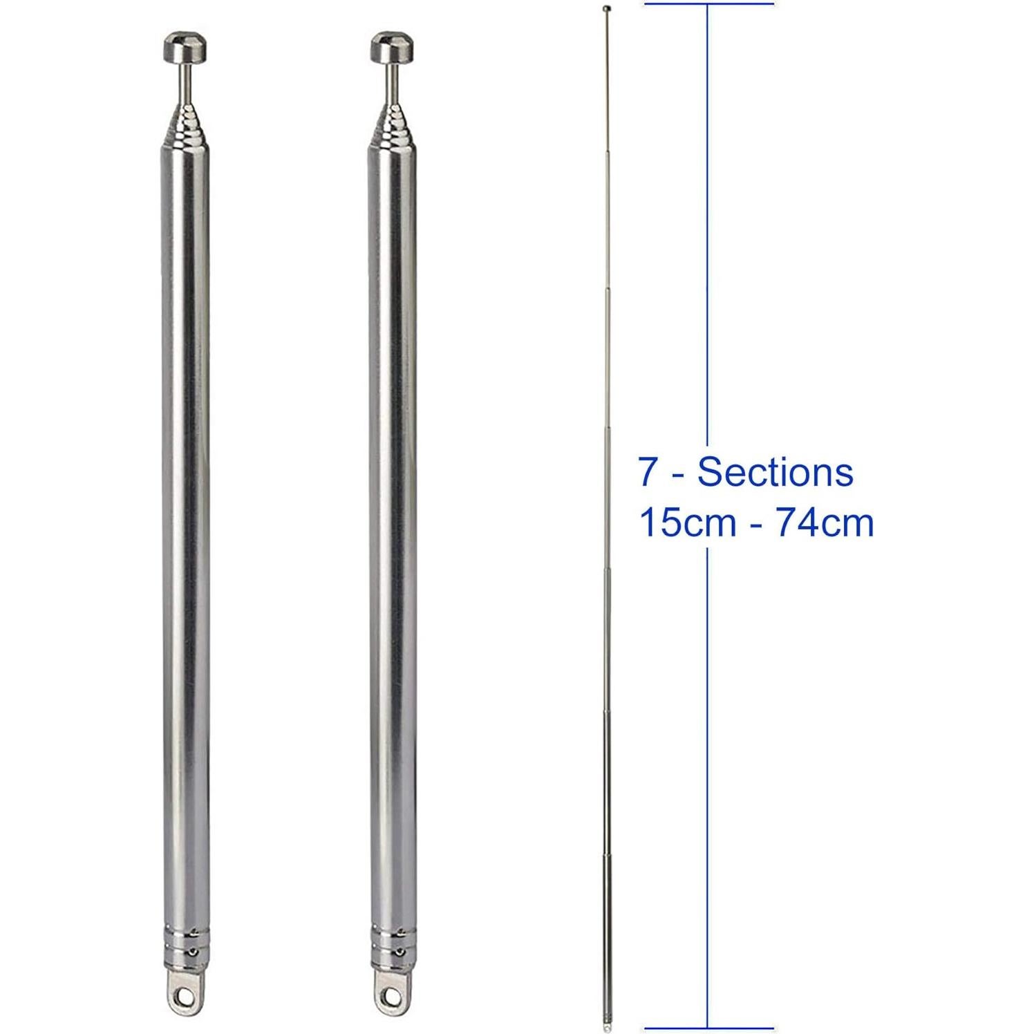 Antena Telescópica Bingfu 74cm AM FM Reemplazo Paquete de 2