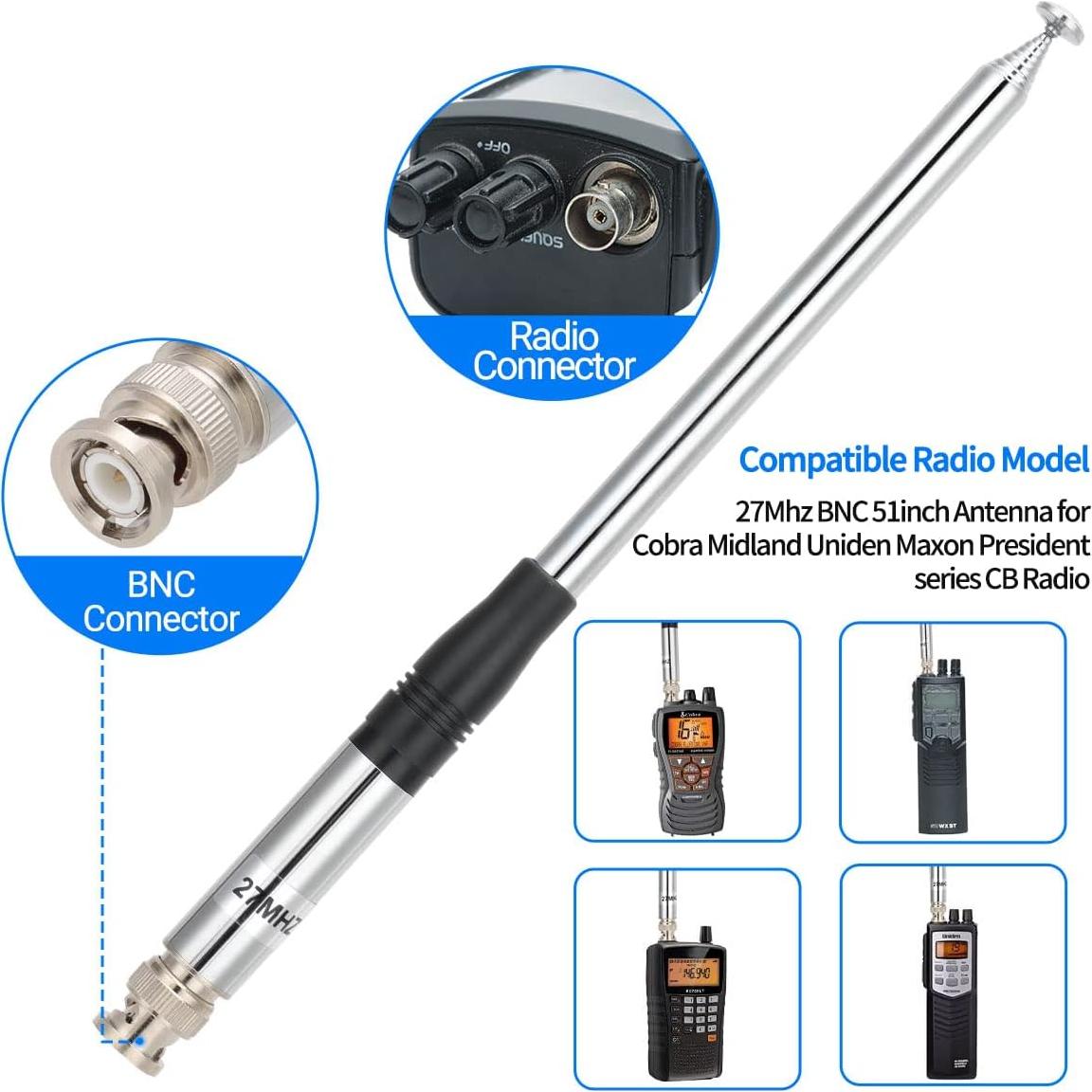 Antena Telescópica CB Roniware 27MHz BNC 23-130cm