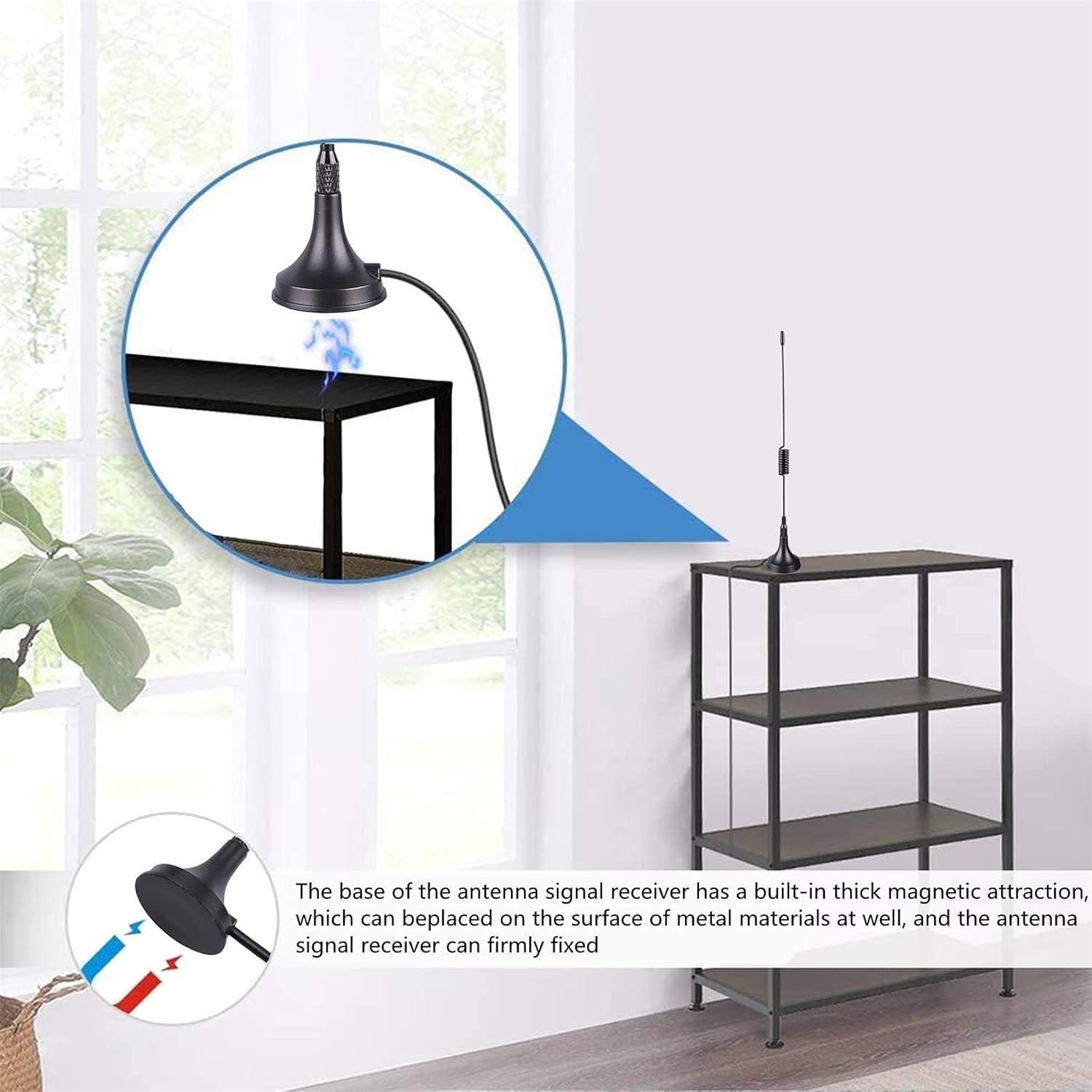 Portable Radio Signal Antenna SMA-Male, Outdoor TV FM Stereo Antenna,33Ft Ultra-Low Loss Coax Signal Extension Cable with 6pcs Universal Antenna Adapter for FM Radio Portable TV