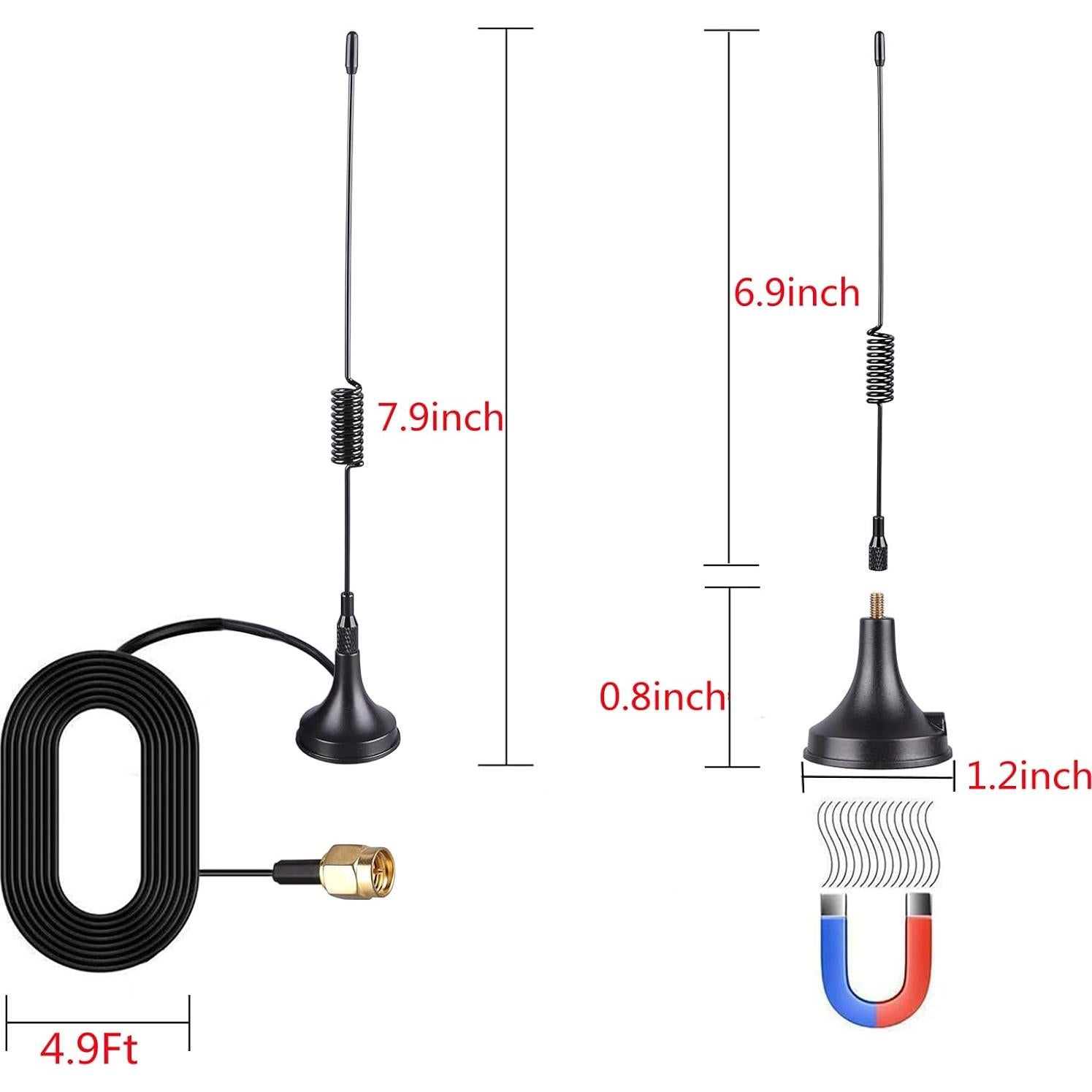 Portable Radio Signal Antenna SMA-Male, Outdoor TV FM Stereo Antenna,33Ft Ultra-Low Loss Coax Signal Extension Cable with 6pcs Universal Antenna Adapter for FM Radio Portable TV