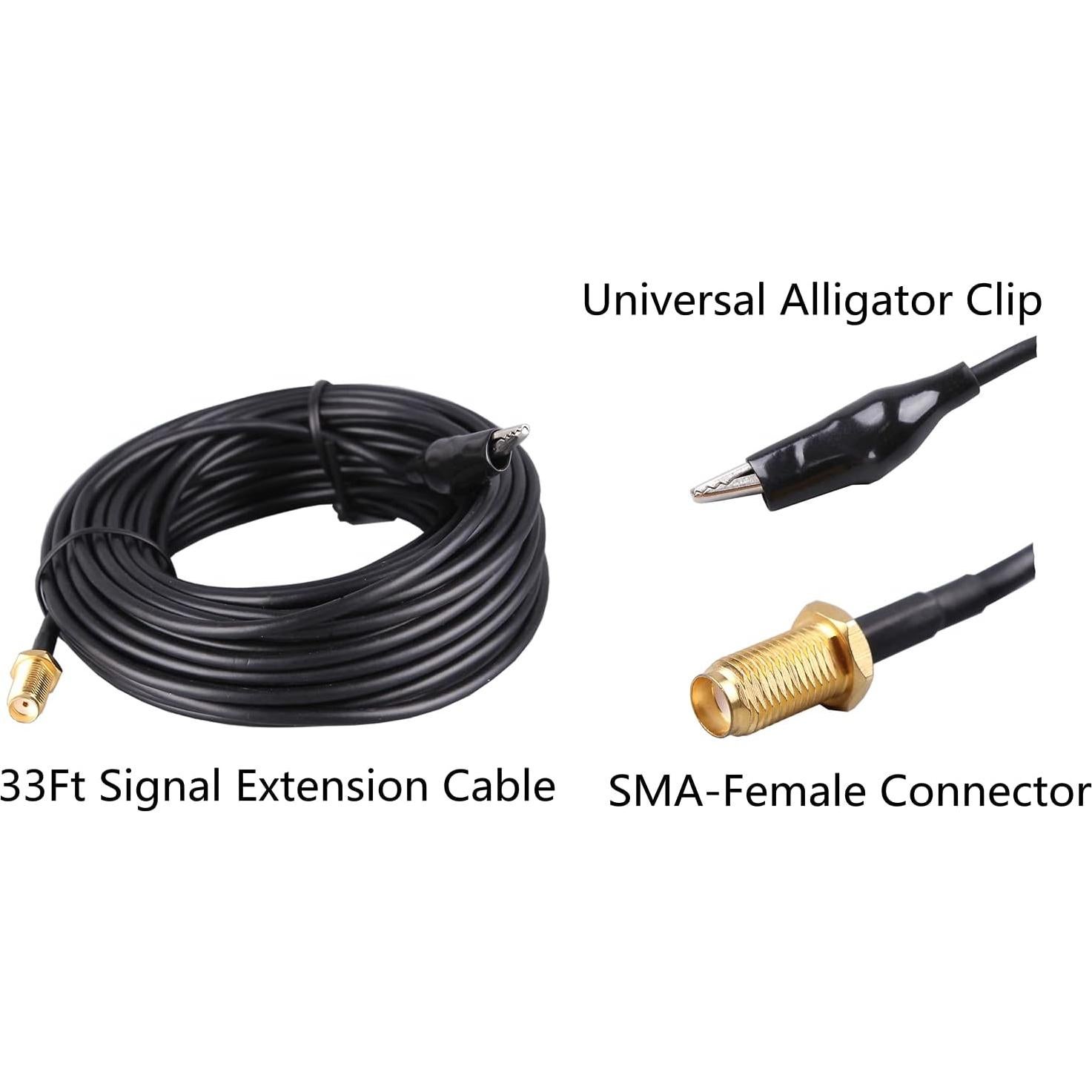 Portable Radio Signal Antenna SMA-Male, Outdoor TV FM Stereo Antenna,33Ft Ultra-Low Loss Coax Signal Extension Cable with 6pcs Universal Antenna Adapter for FM Radio Portable TV