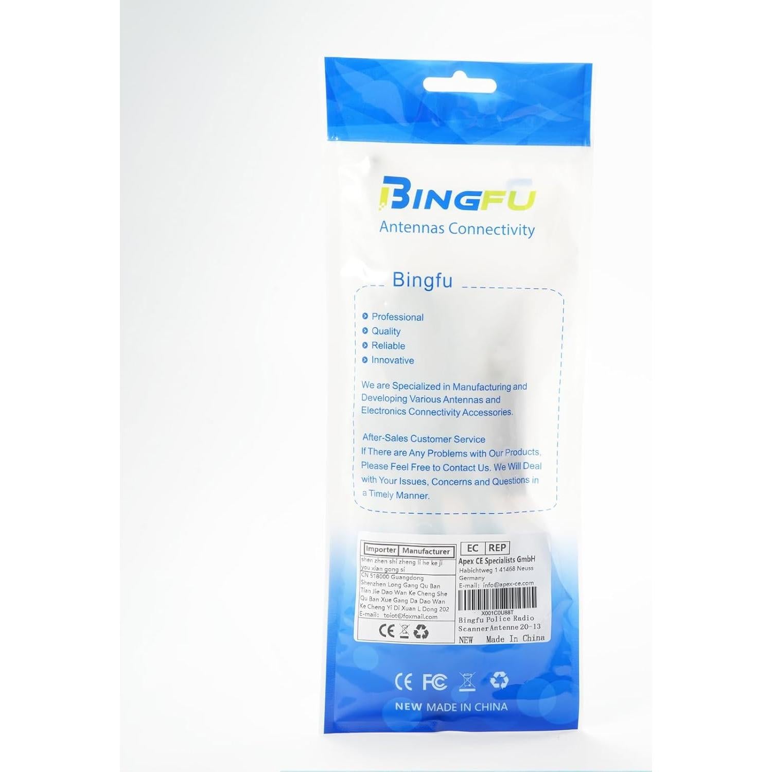 Antena de Radioaficionado Bingfu BNC Magnética 45cm 3m RG58