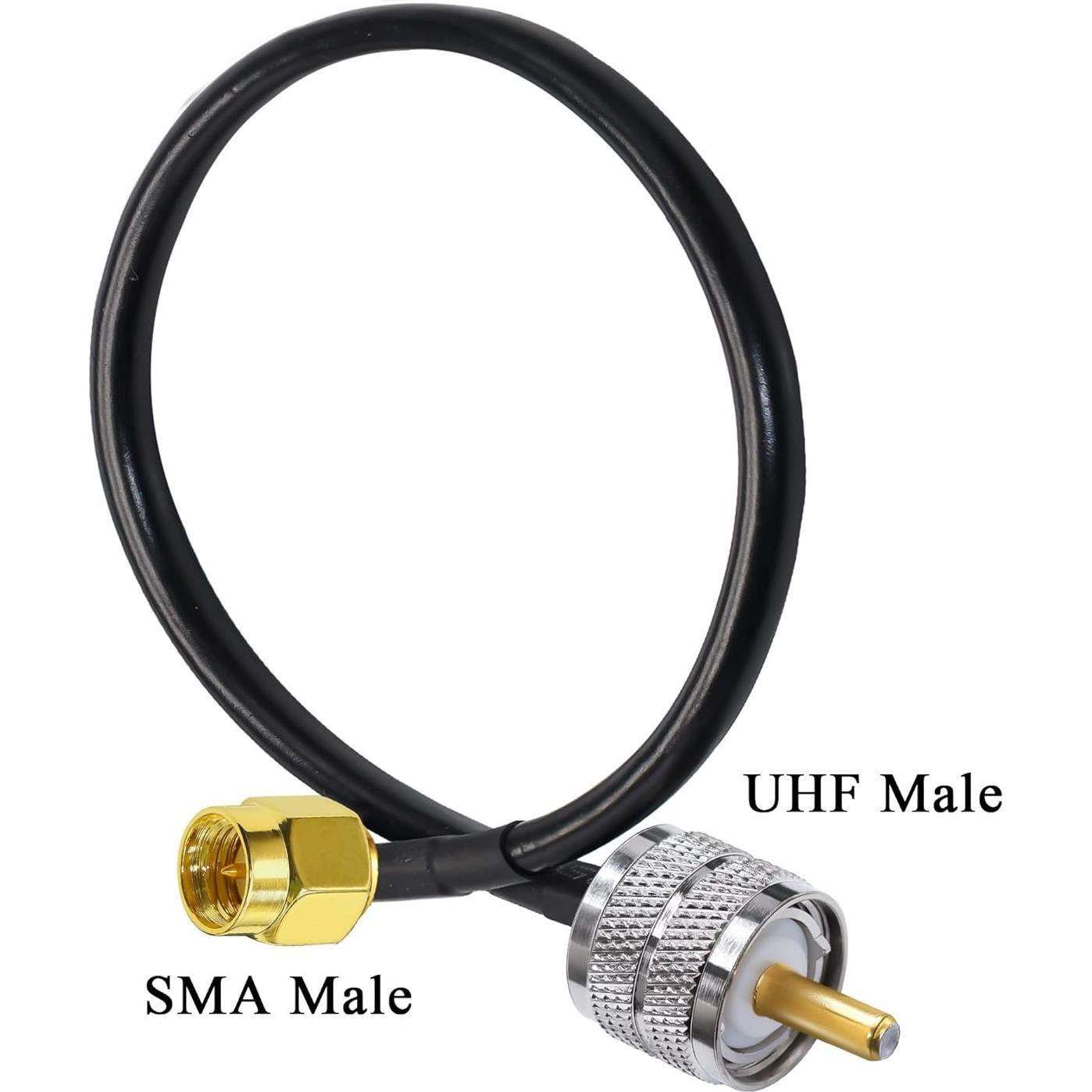 Cable coaxial RG58 30cm SMA macho a UHF macho Tuolnk - 2 piezas