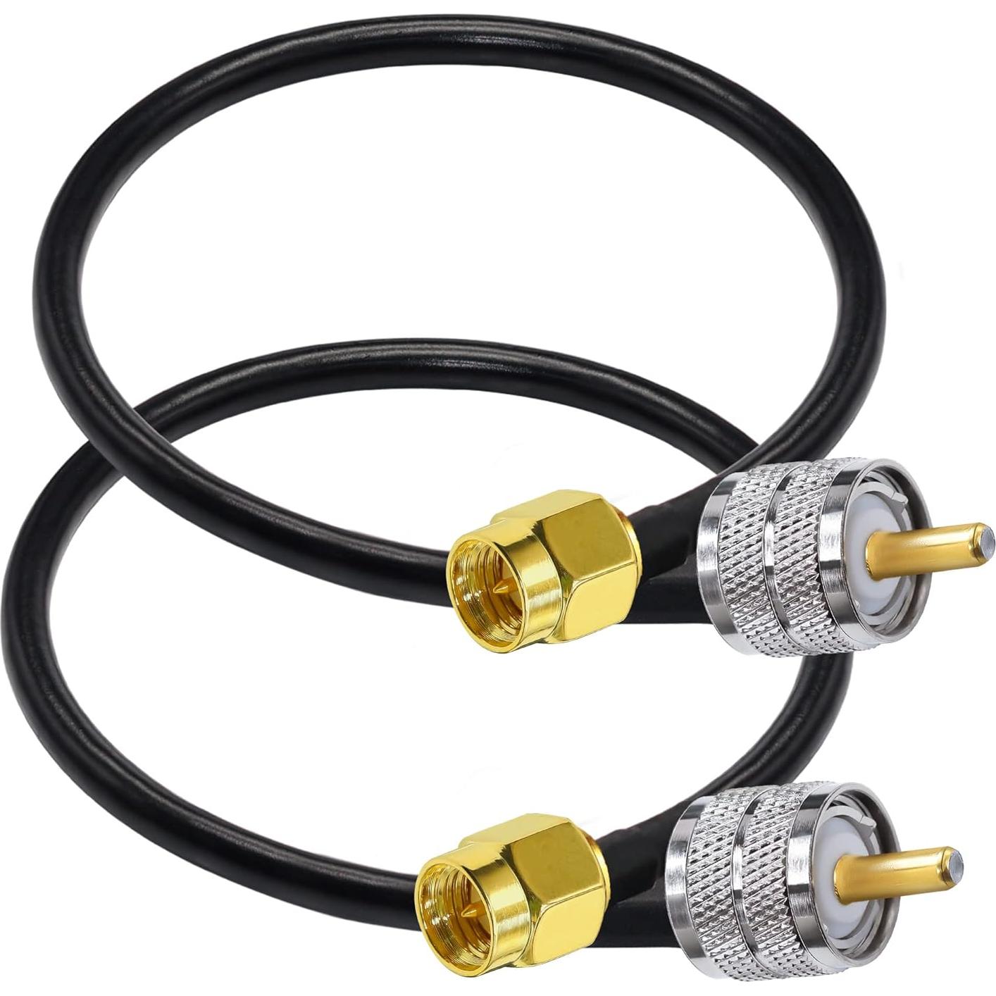 Cable coaxial RG58 30cm SMA macho a UHF macho Tuolnk - 2 piezas