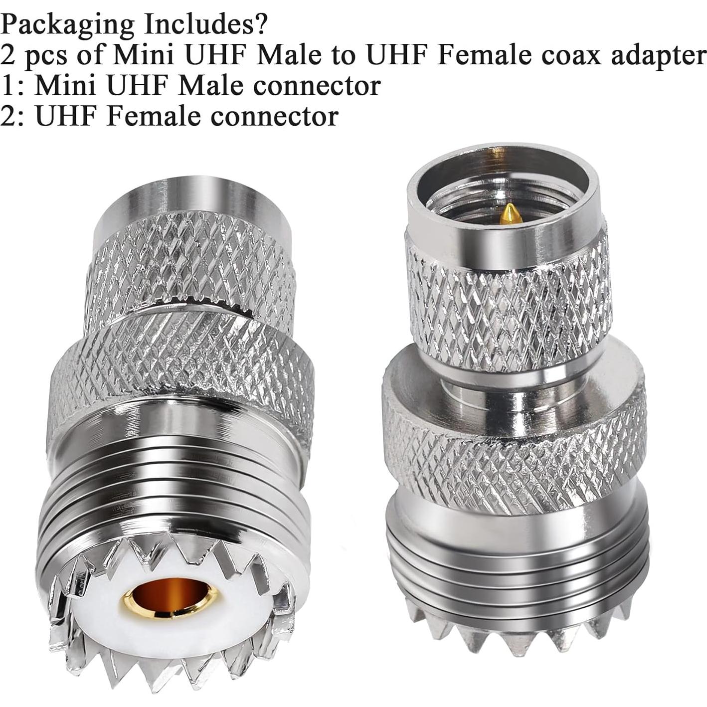 Conector Coaxial Mini UHF Macho a UHF Hembra Tuolnk 2 Piezas
