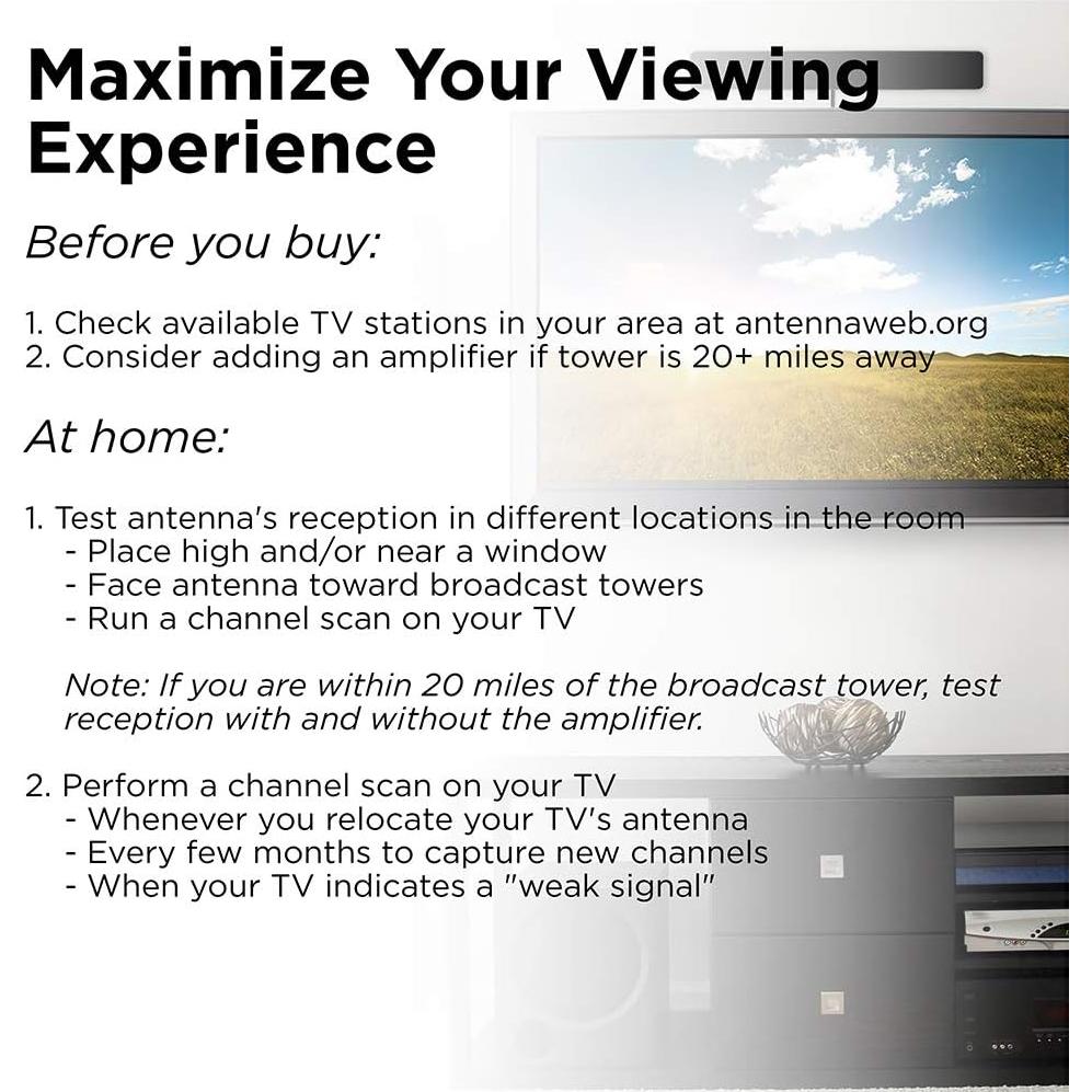 Antena de TV Amplificada UltraPro 47331, Diseño de Barra, 80 km