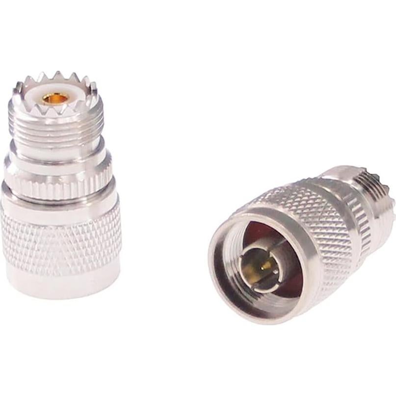Adaptador RF N Macho a UHF Hembra SO239 2pcs Cobre Niquelado