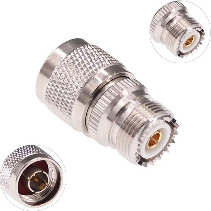 Adaptador RF N Macho a UHF Hembra SO239 2pcs Cobre Niquelado