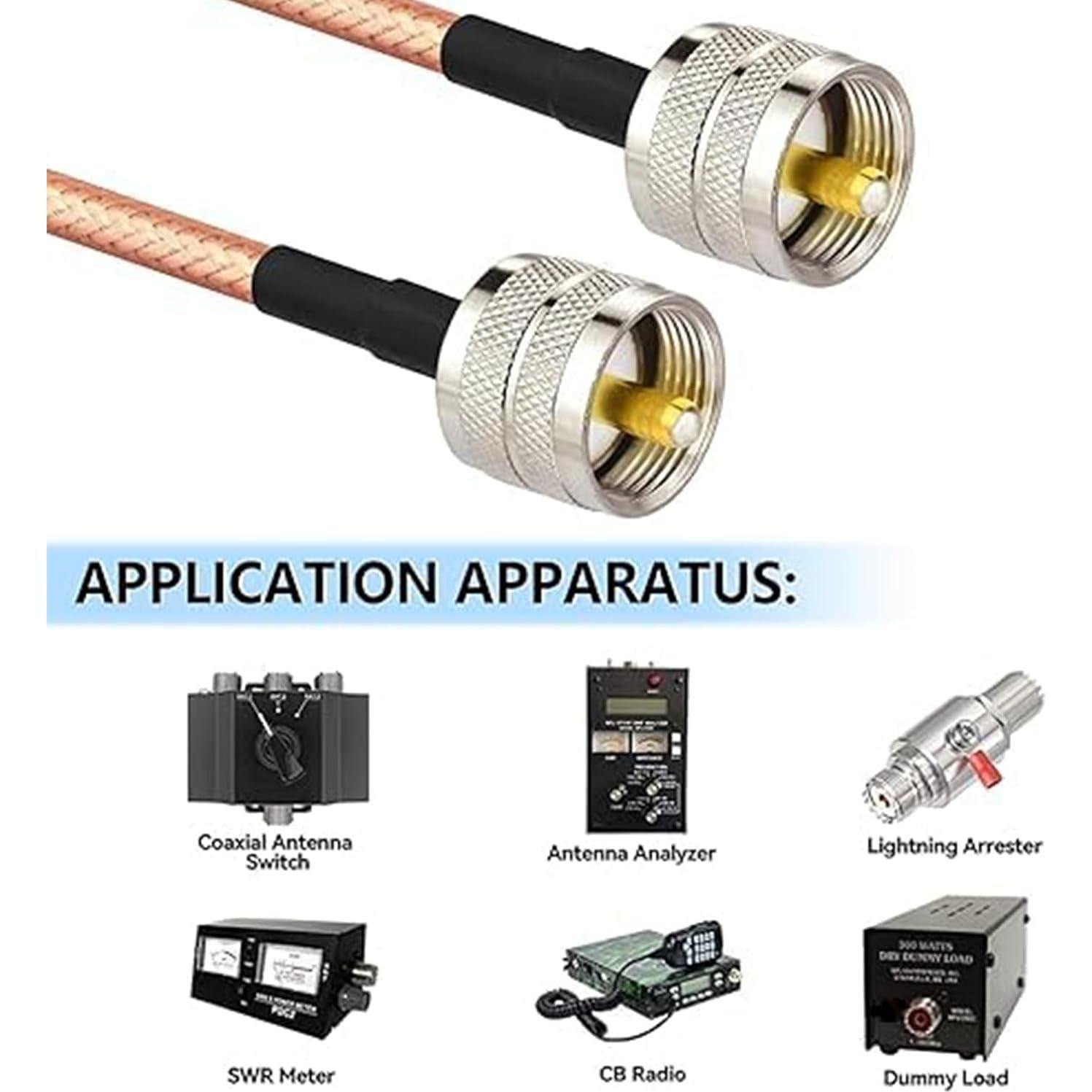 Cable Coaxial Superbat UHF PL-259 100 cm RG142 Alta Potencia