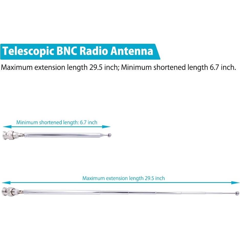 Antena BNC Telescópica Fancasee 2 Paquetes 74.93 cm