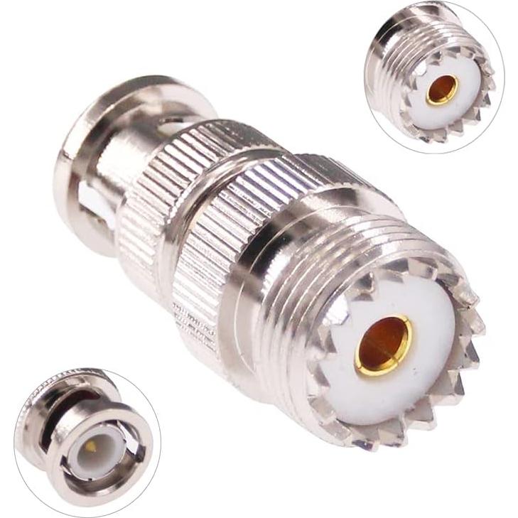 Adaptador BNC Macho a UHF Hembra 50 Ohm 2 Pcs RFaha