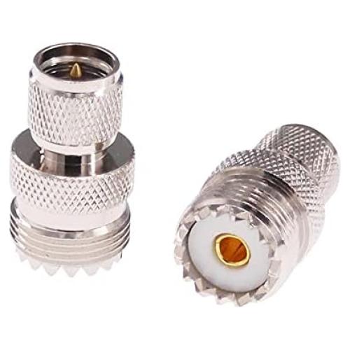 Adaptador Coaxial RF Mini-UHF PL259 a UHF SO239 - 2 Pcs