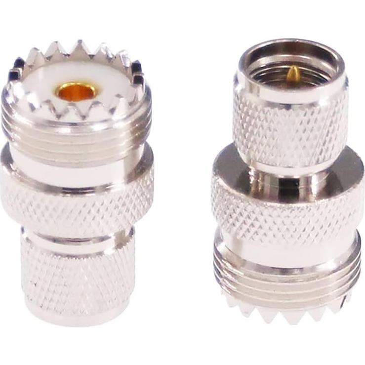 Adaptador Coaxial RF Mini-UHF PL259 a UHF SO239 - 2 Pcs