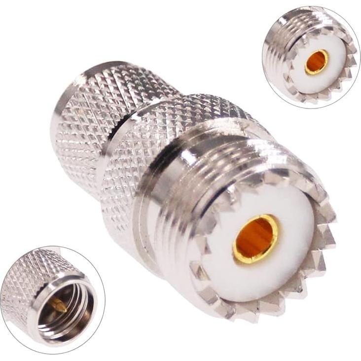 Adaptador Coaxial RF Mini-UHF PL259 a UHF SO239 - 2 Pcs
