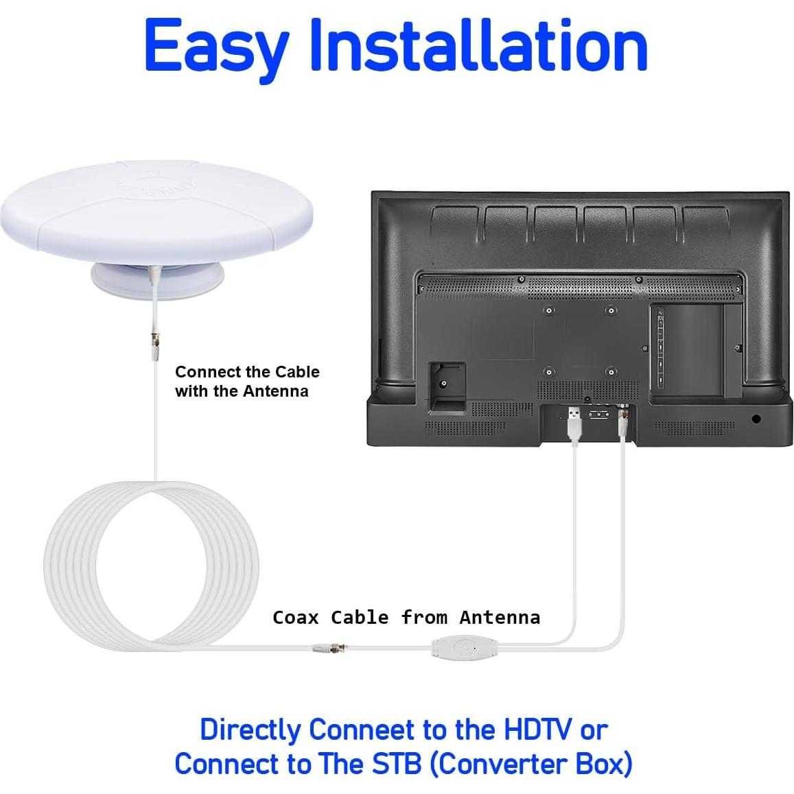 Antena de TV Exterior 360° DTB TECH Base Magnética 4K HD